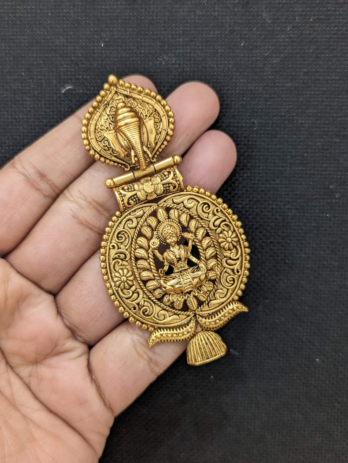 Antique Gold plated Lakshmi Chandbali Earrings
