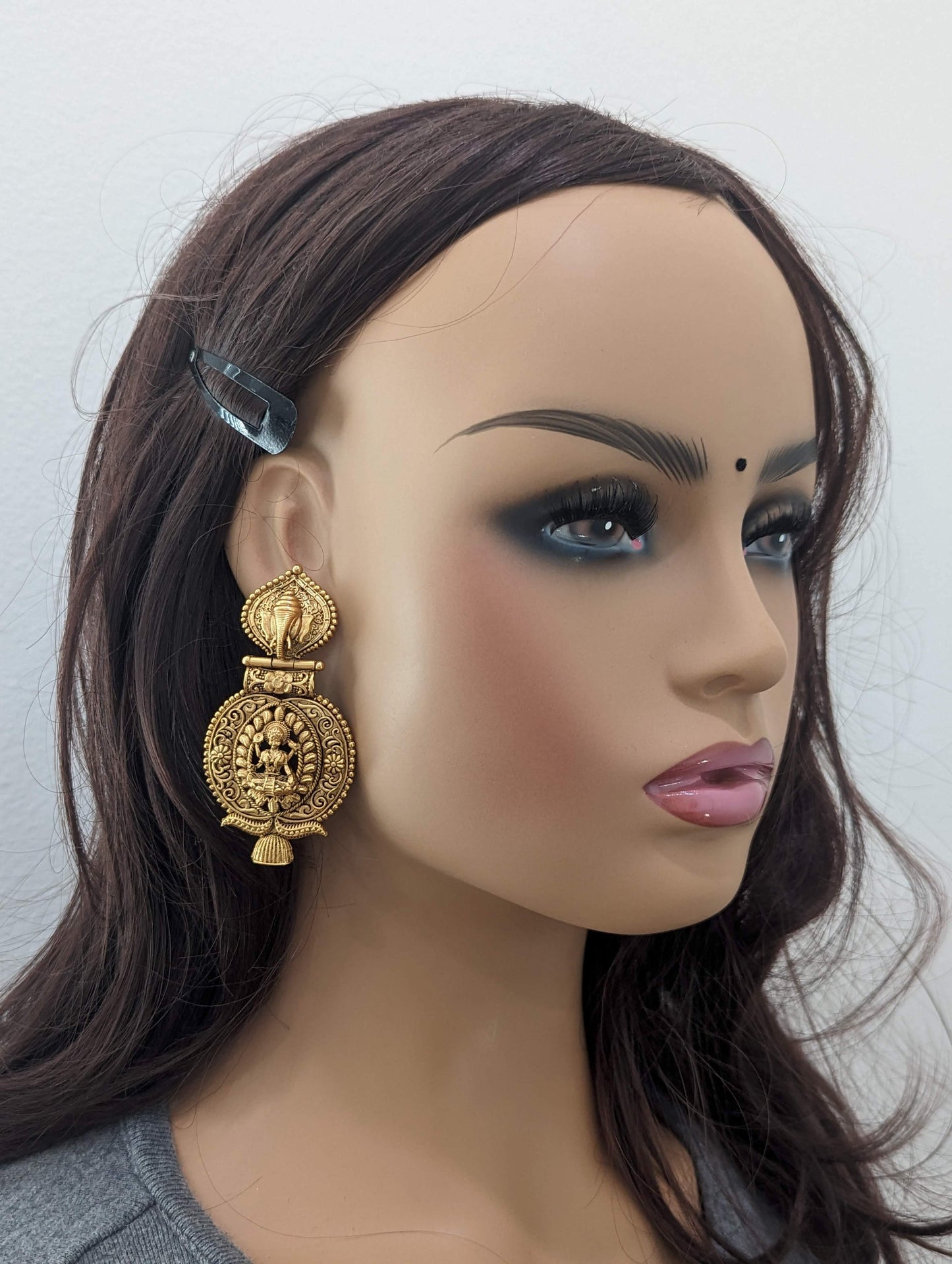 Antique Gold plated Lakshmi Chandbali Earrings