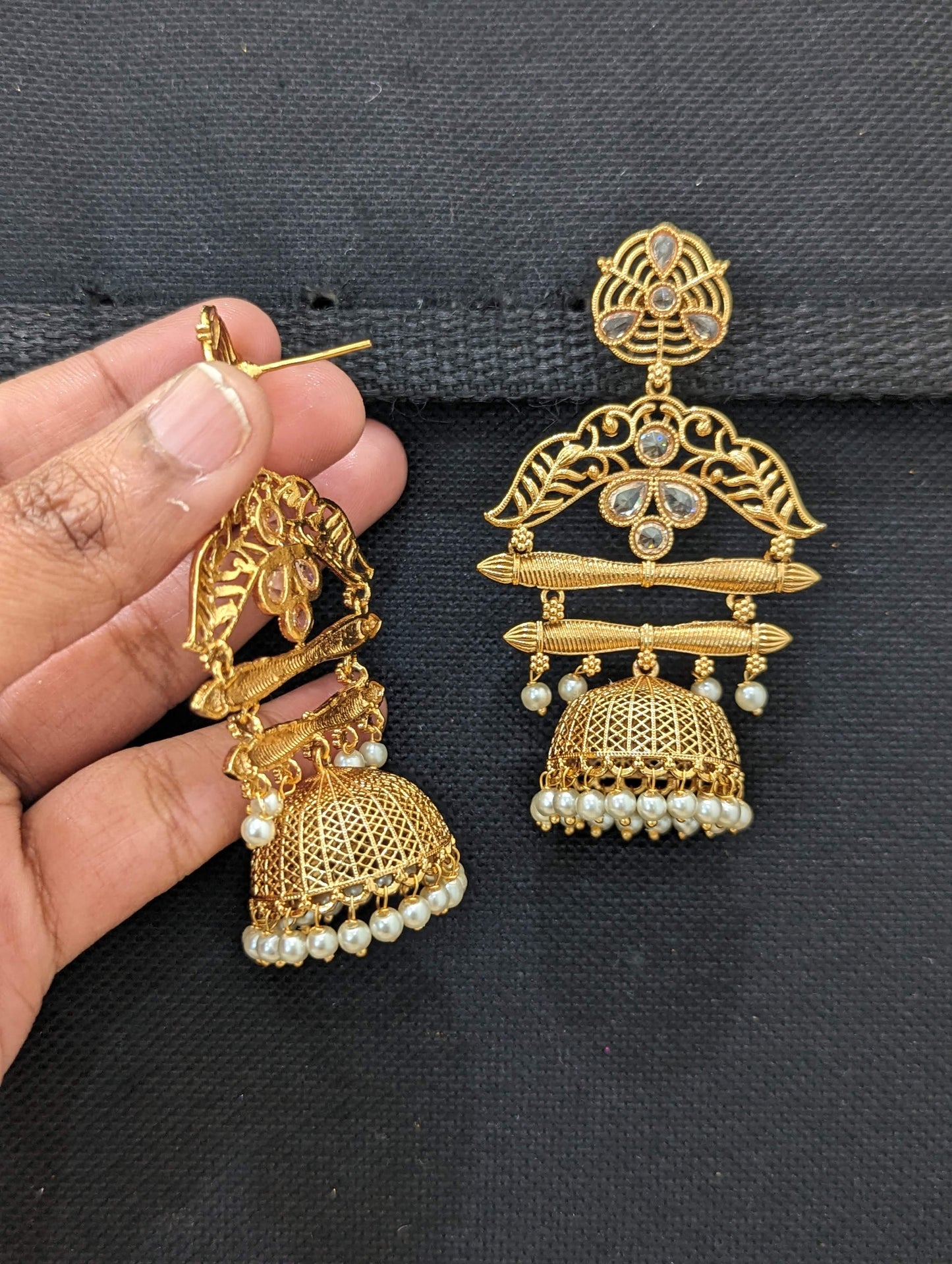 Designer Polki Grand Jhumka Earrings