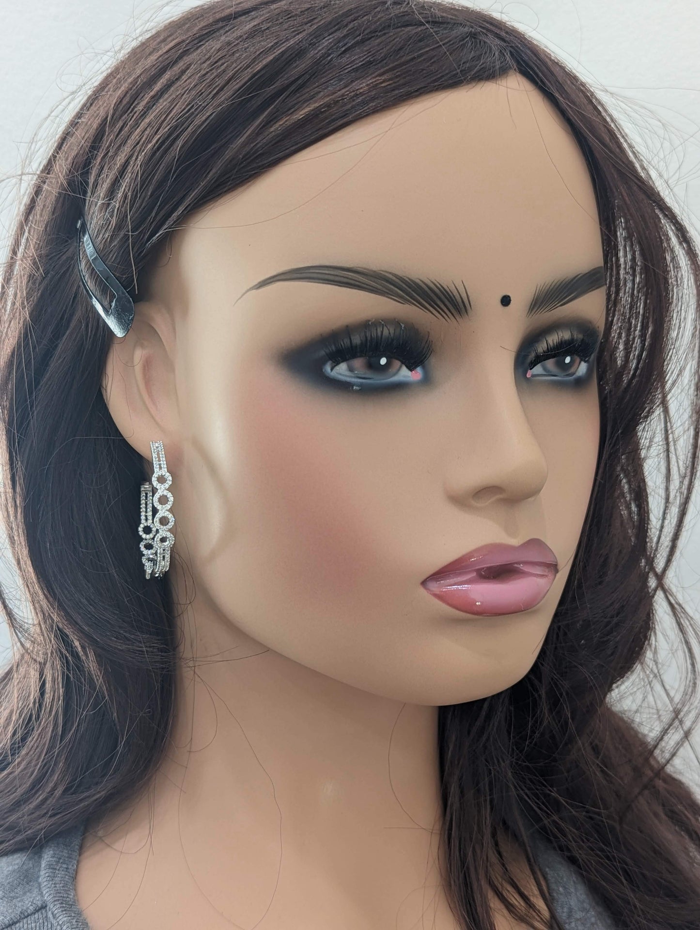 Large Hoop CZ Earrings - D3