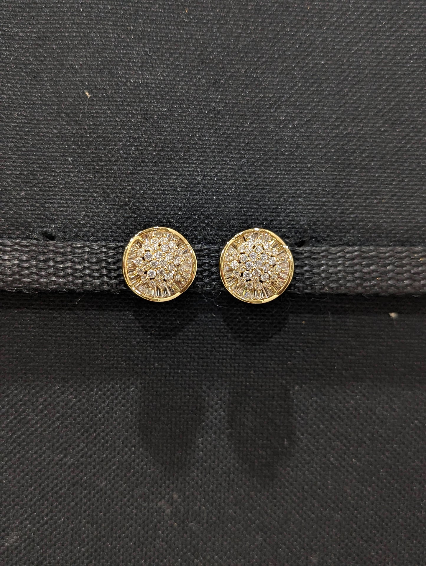 Curvy Round gold plated CZ Stud Earrings