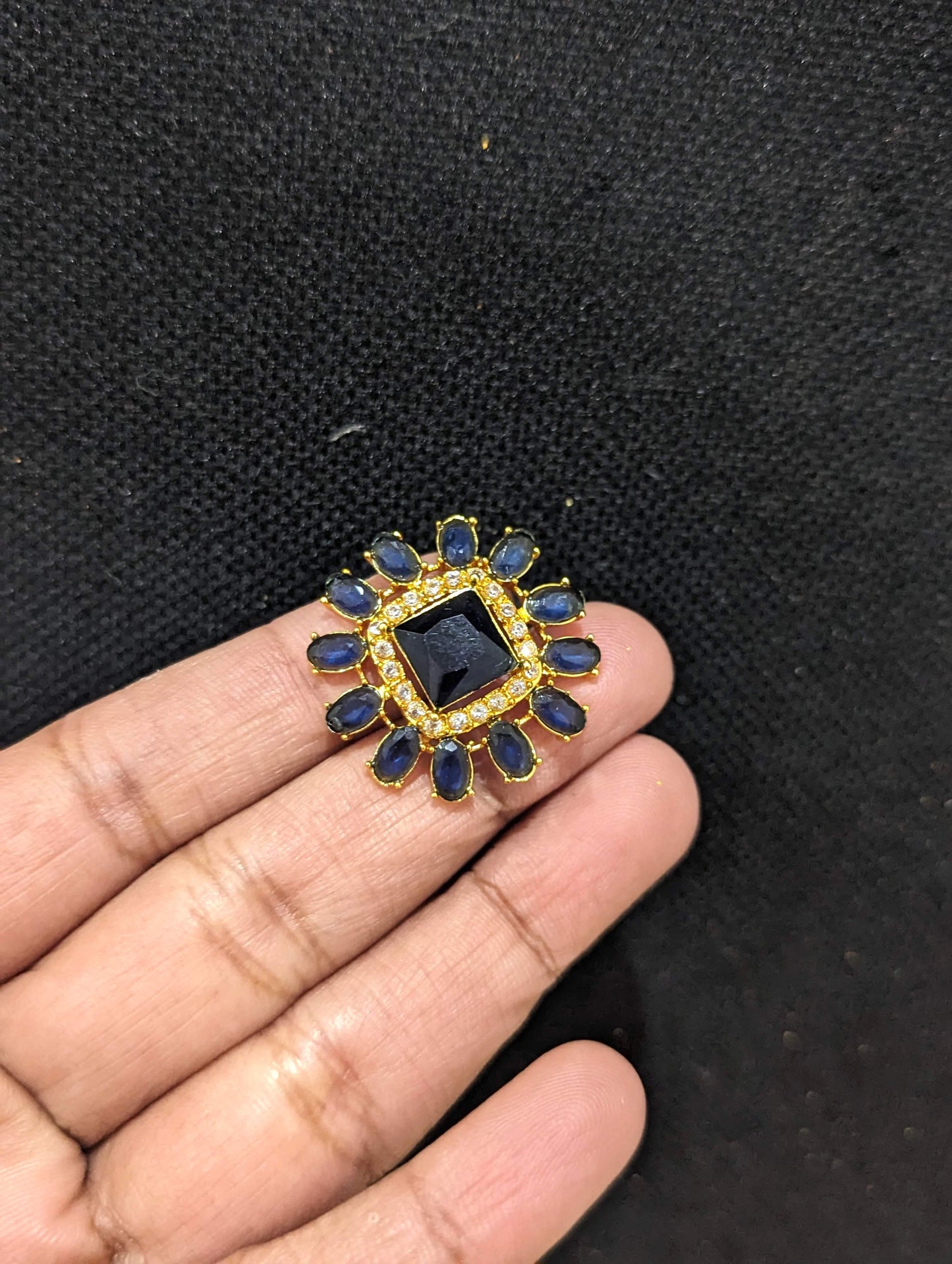 Blue White CZ Stud Earrings