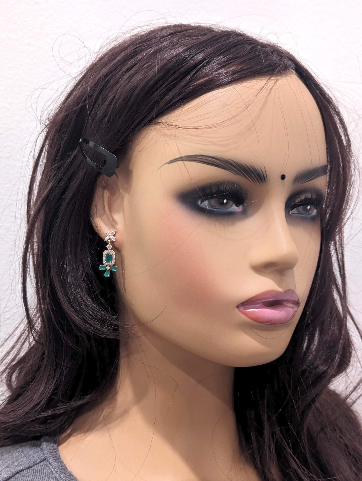 Rose gold plated Small dangle CZ Earrings