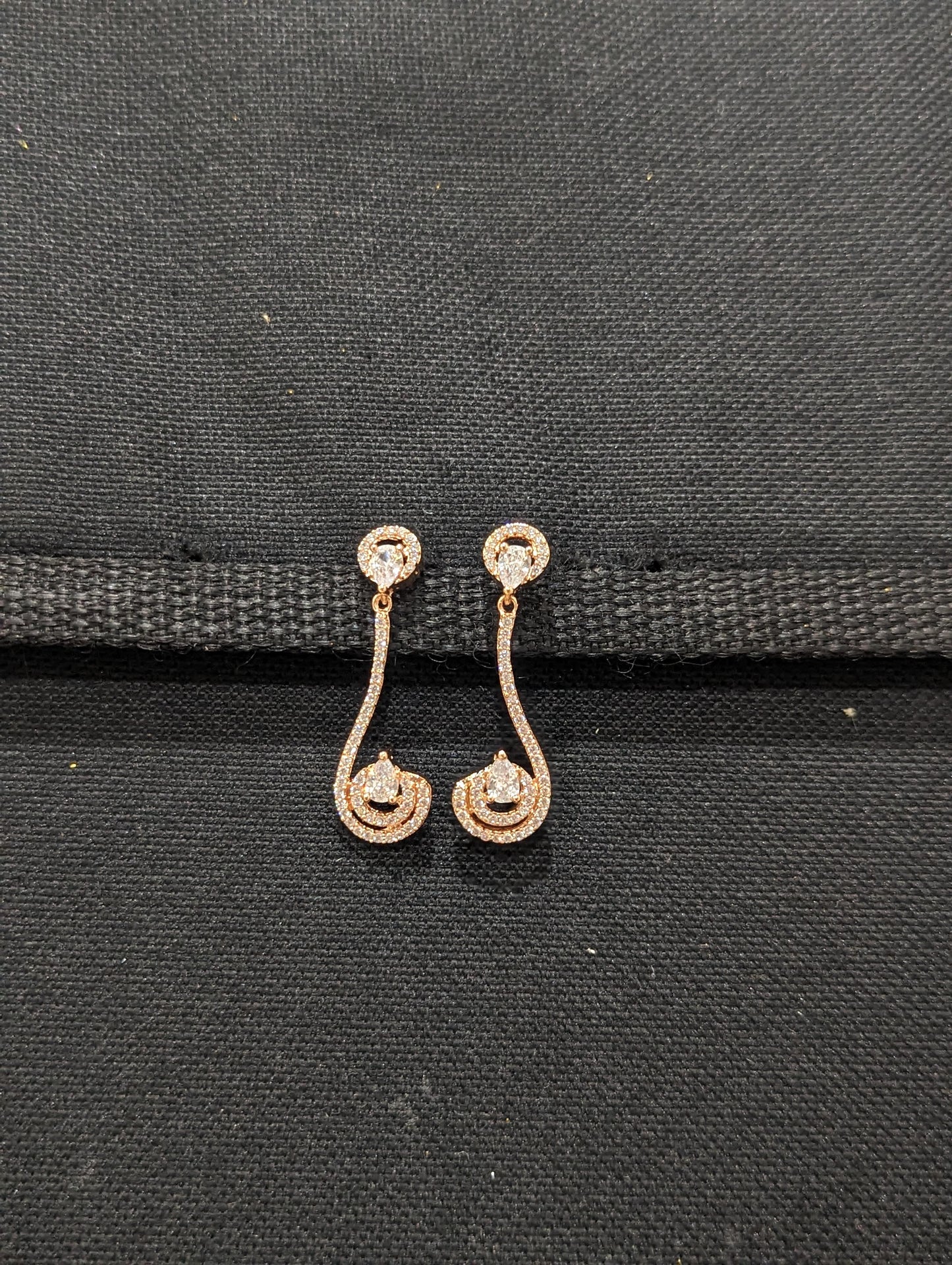 Rose gold plated J Chandbali design CZ Earrings