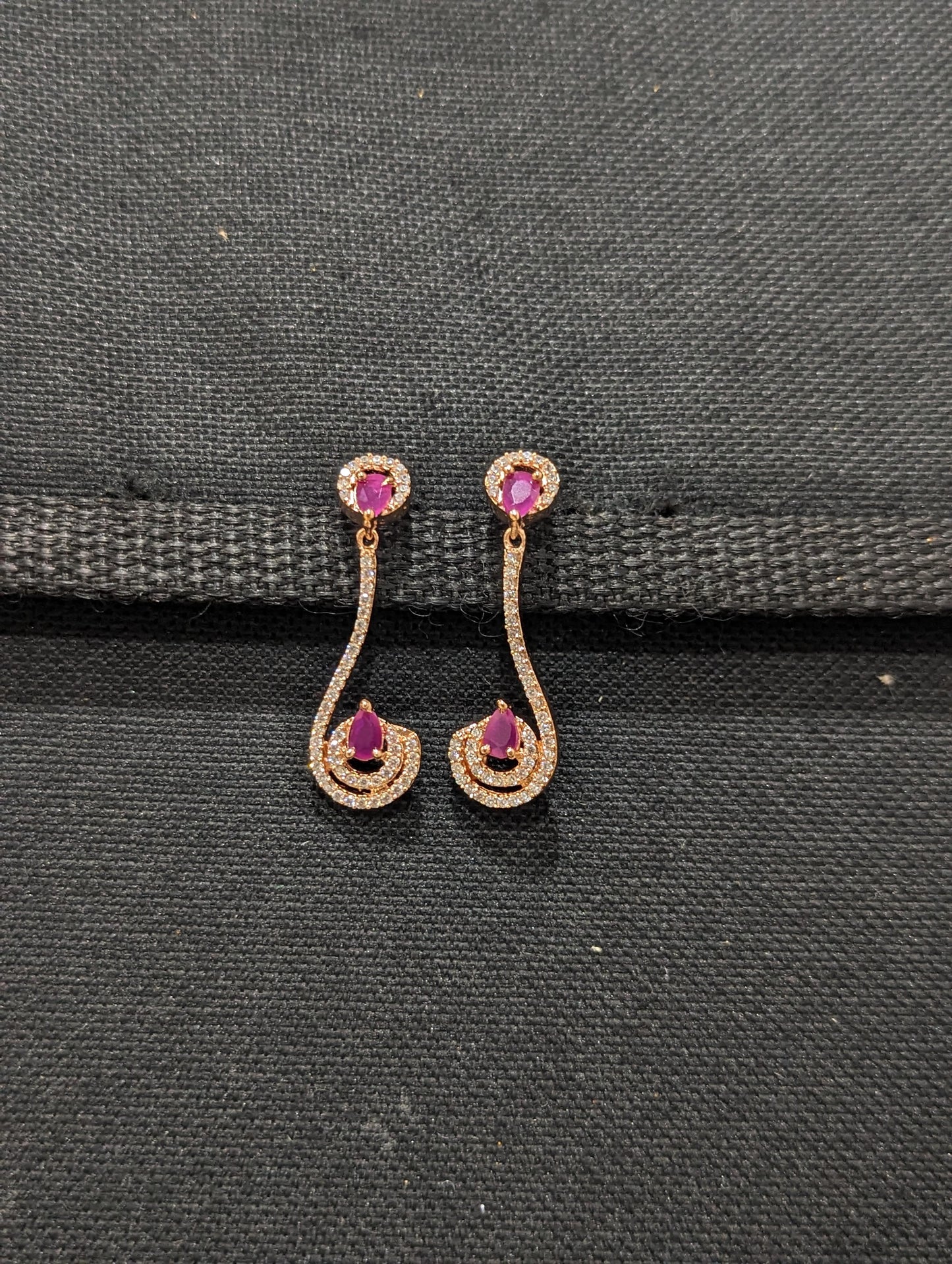Rose gold plated J Chandbali design CZ Earrings