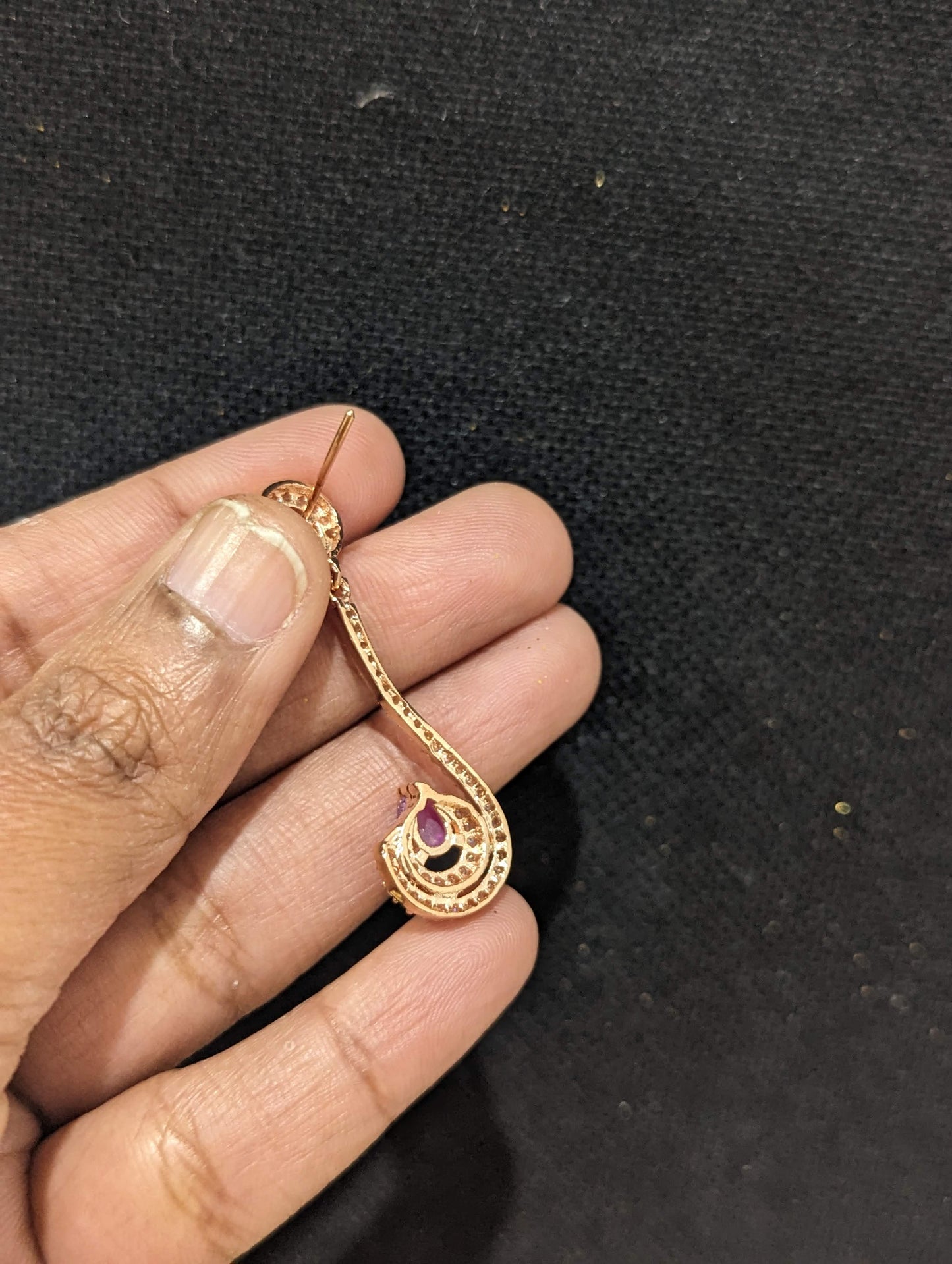 Rose gold plated J Chandbali design CZ Earrings