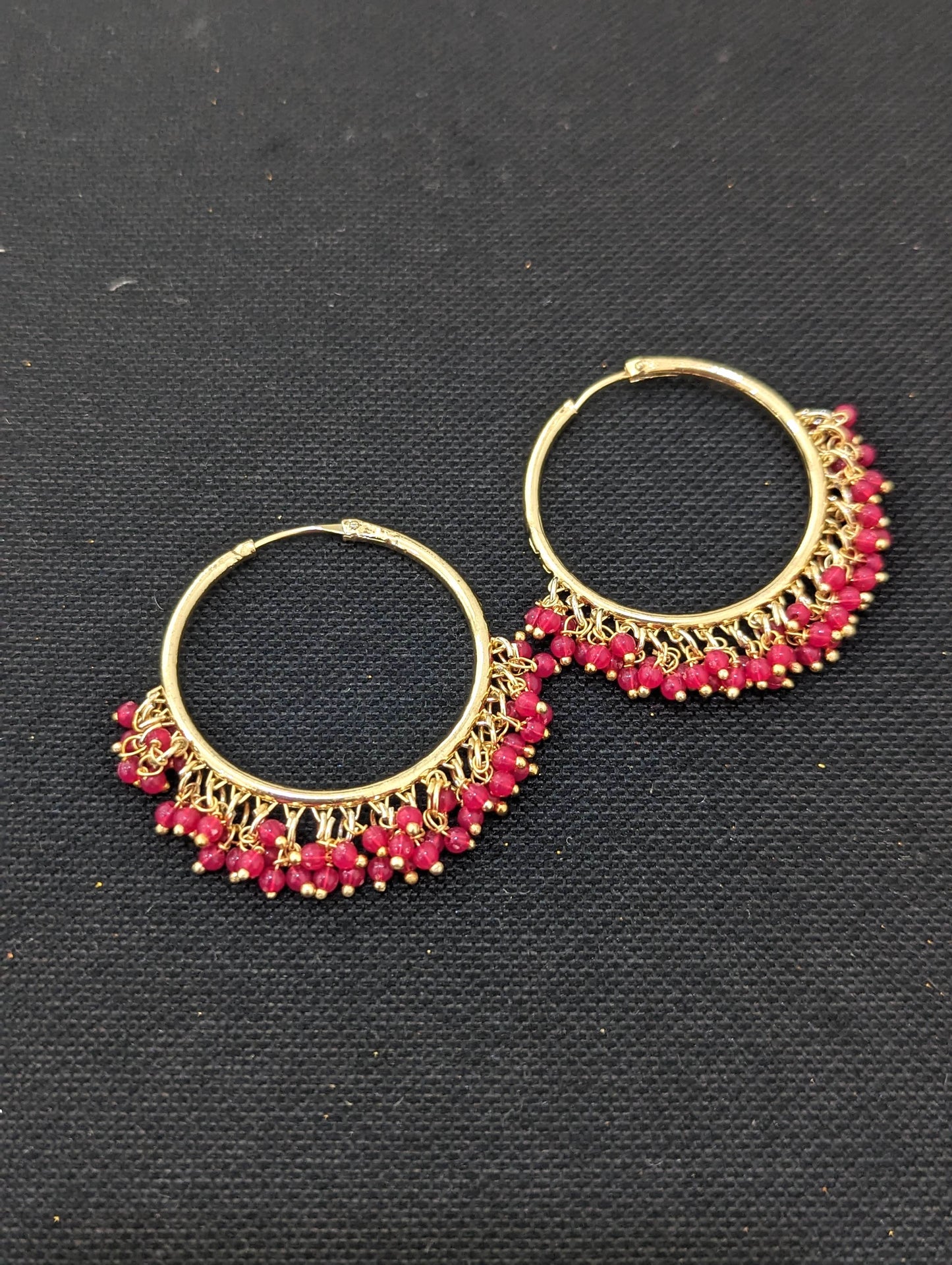 Color cluster bead Large hoop earrings