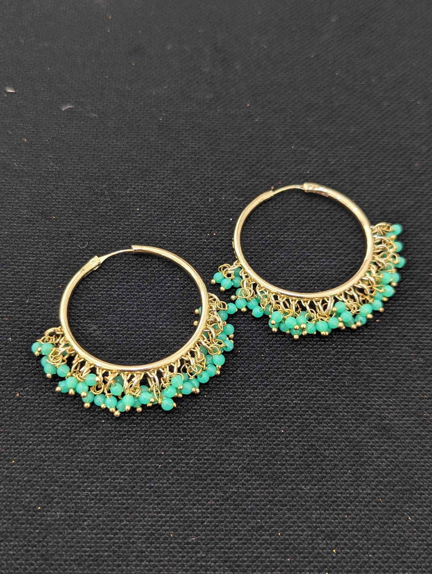 Color cluster bead Large hoop earrings