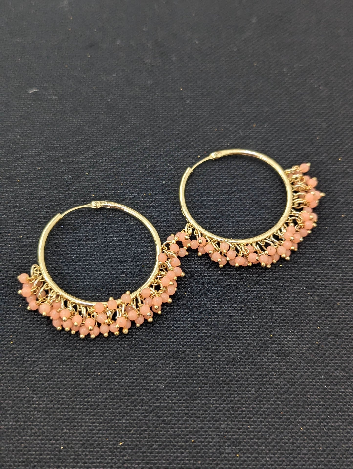 Color cluster bead Large hoop earrings