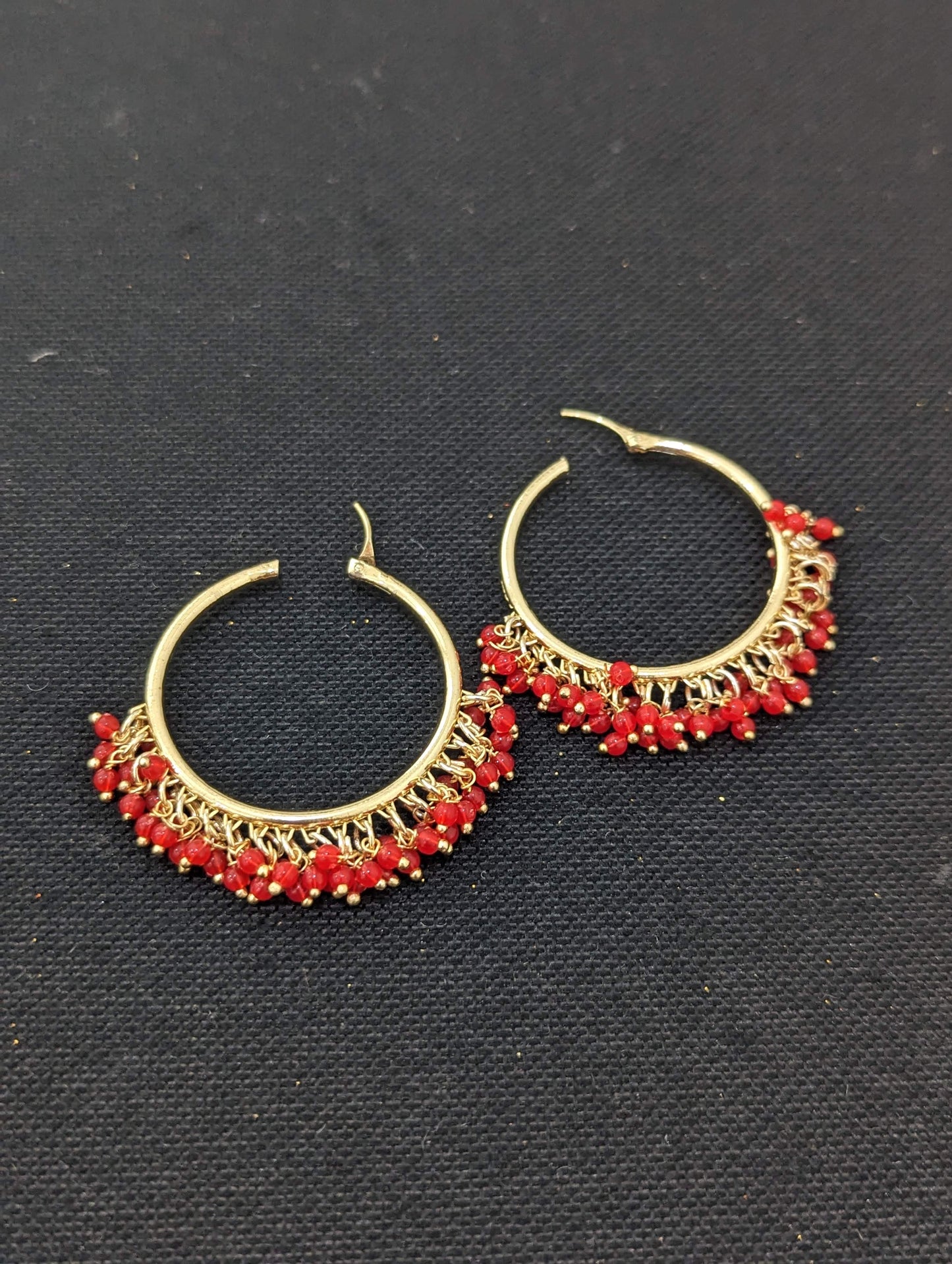 Color cluster bead Large hoop earrings