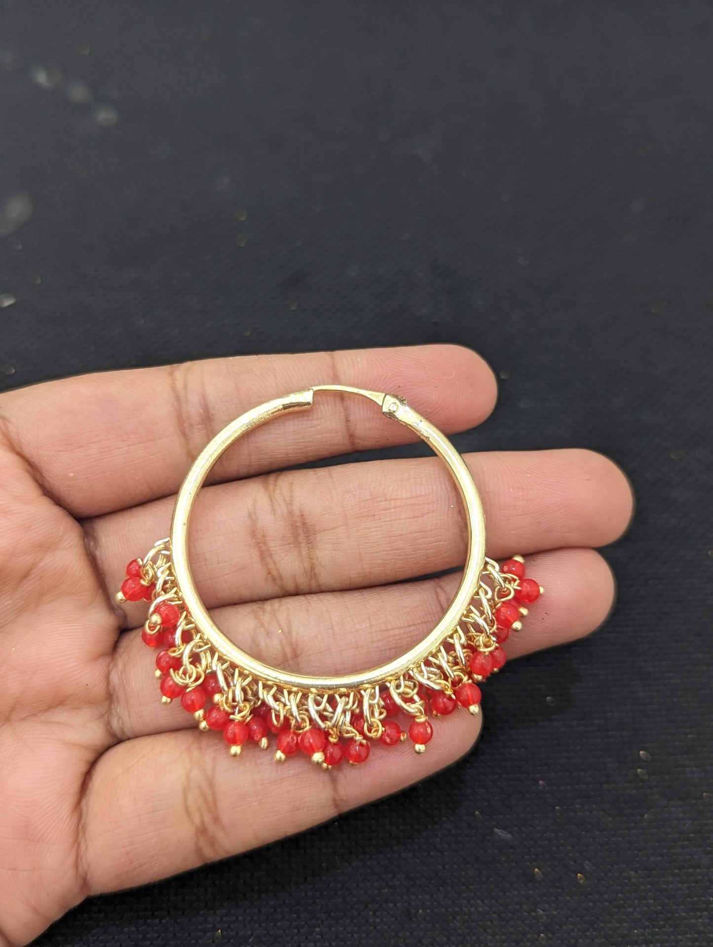 Color cluster bead Large hoop earrings