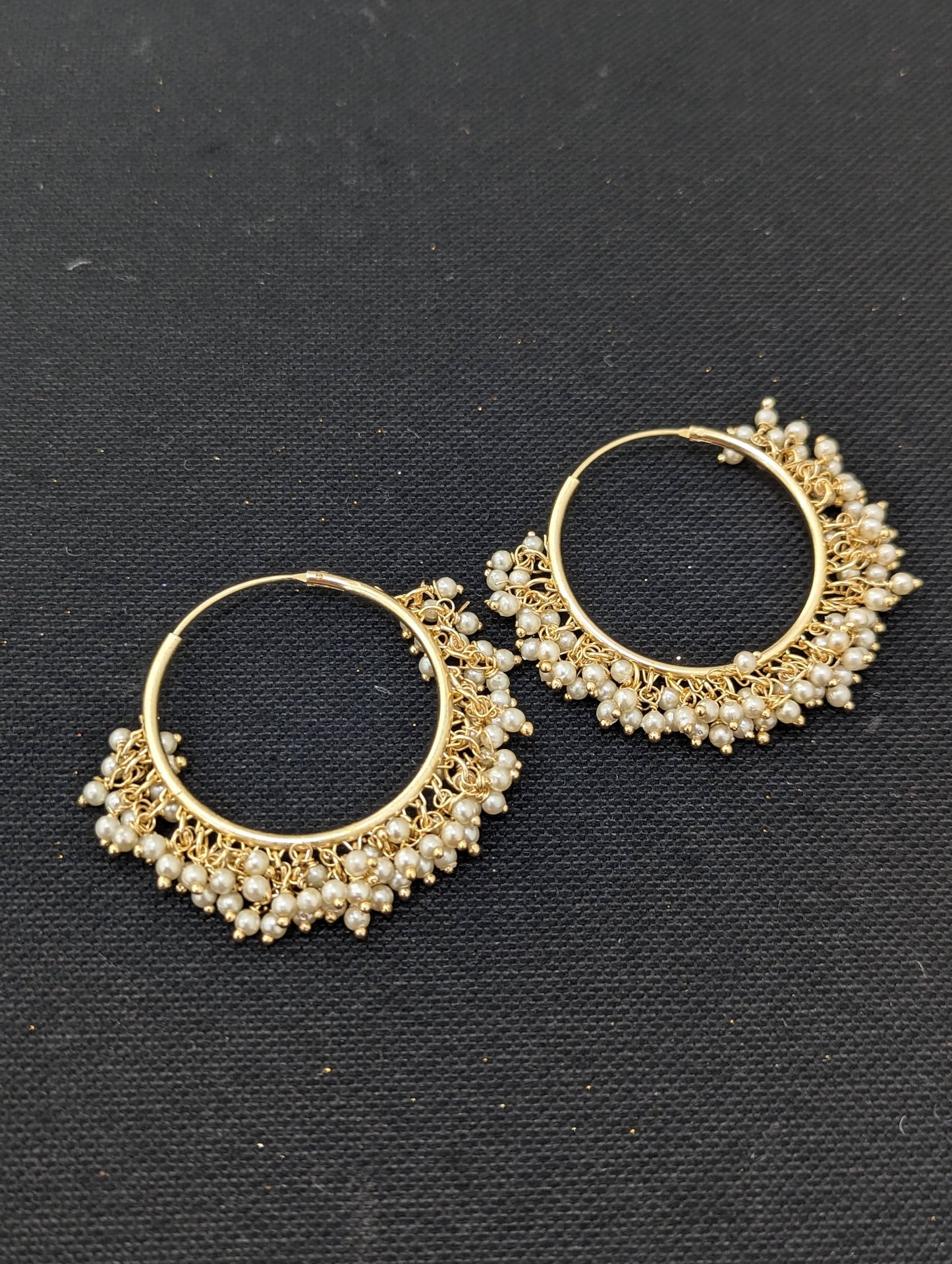 Pearl cluster bead Large hoop earrings