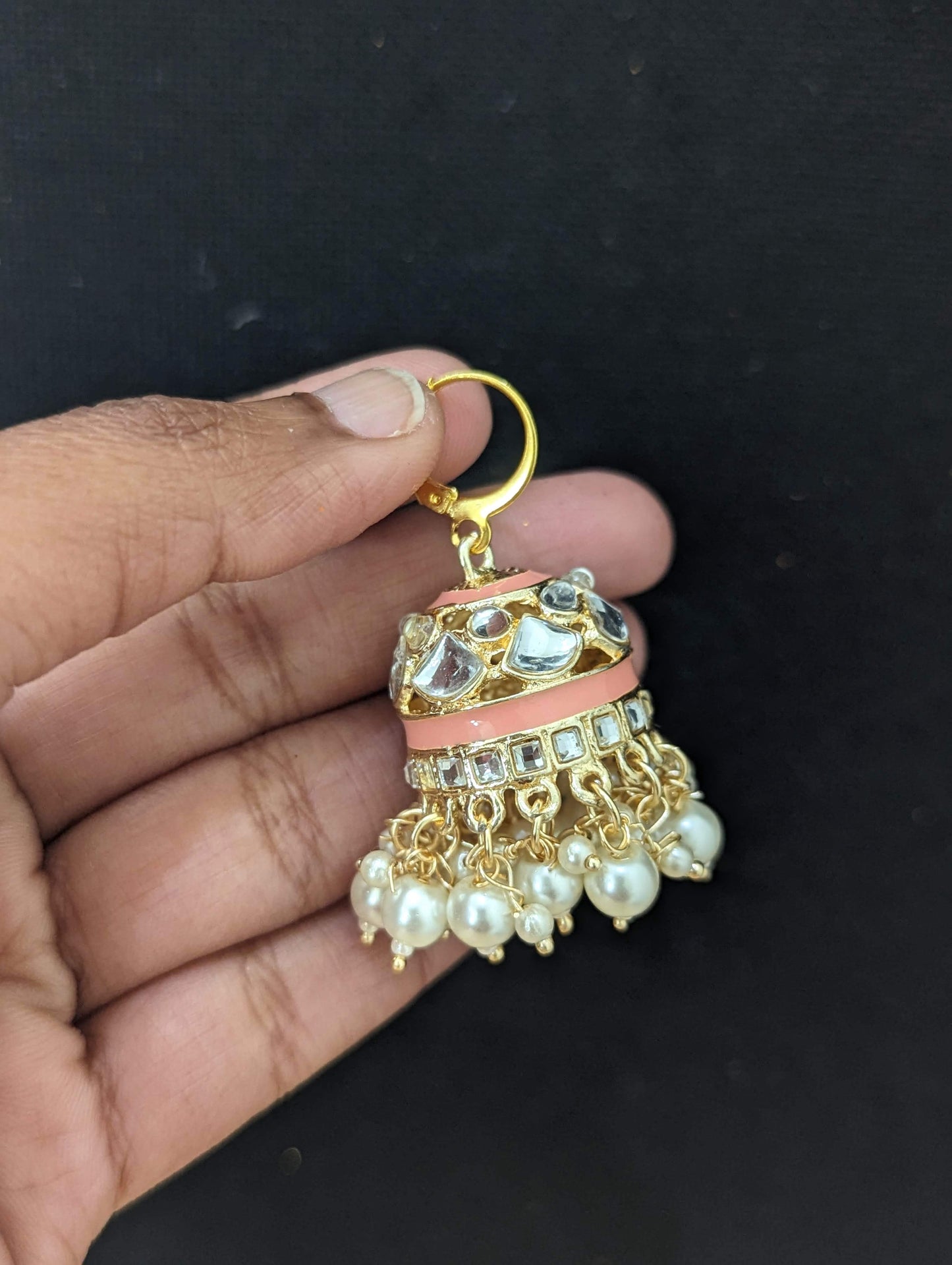 Colorful enamel Medium Hoop Jhumka Earrings