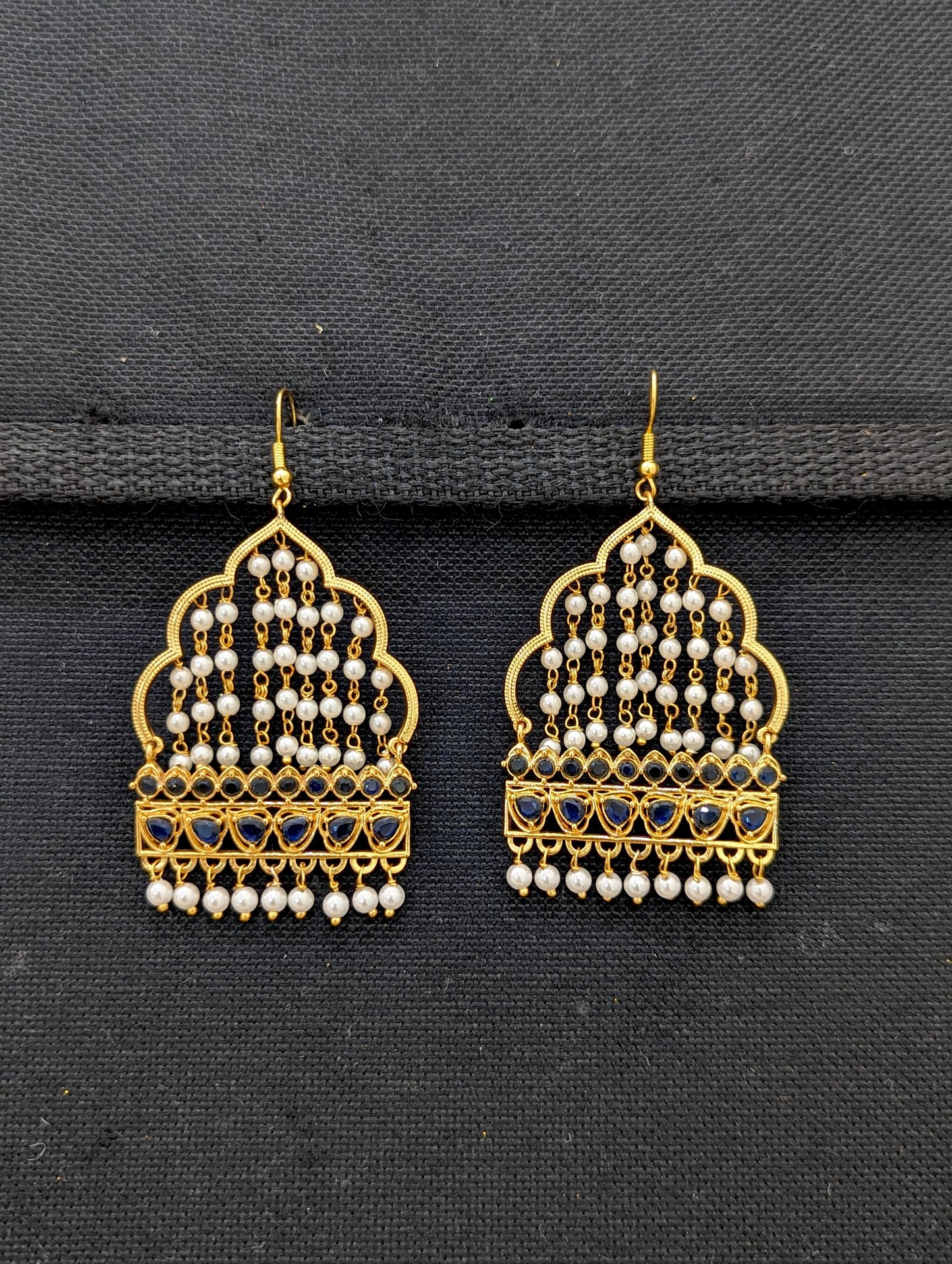 Blue CZ stone Designer hook drop Earrings