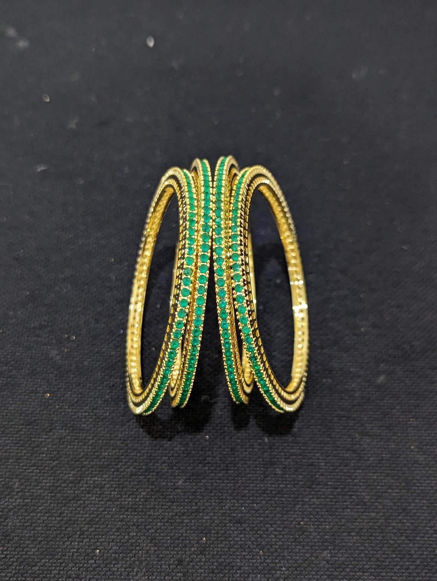 Green CZ Bangles - Set of 4