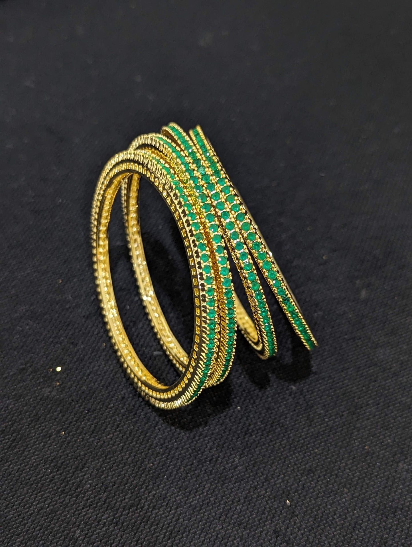 Green CZ Bangles - Set of 4