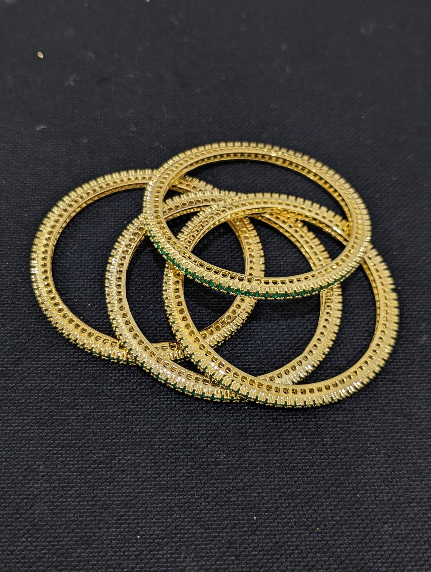 Green CZ Bangles - Set of 4