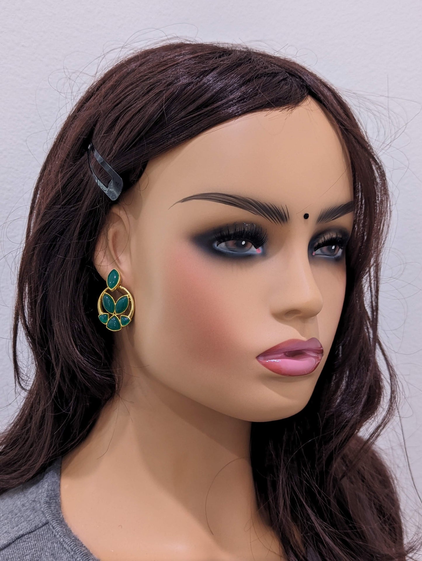 Green Chandbali Earrings