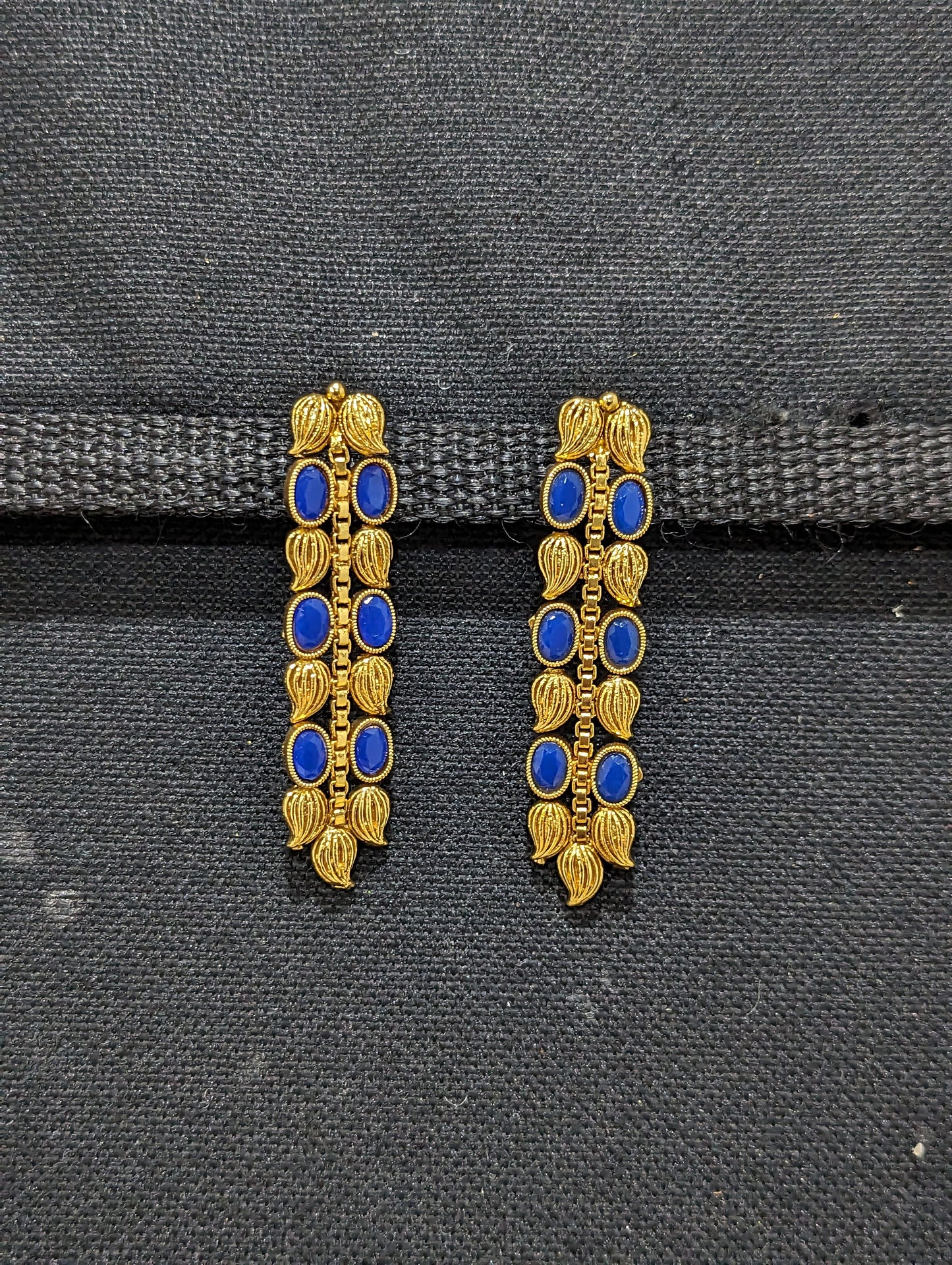 Leaf design Polki stone dangle earrings