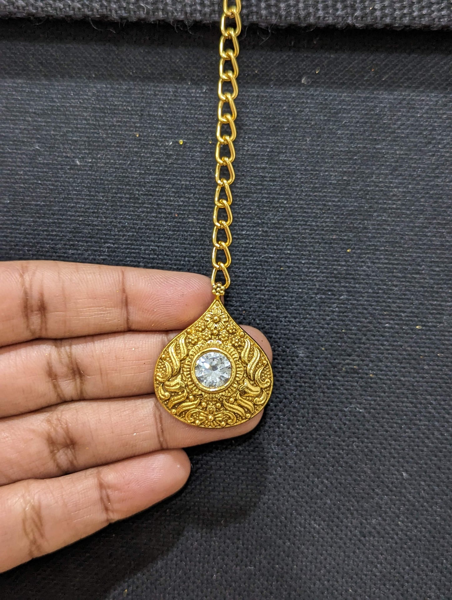 Teardrop CZ Traditional Maang Tikka