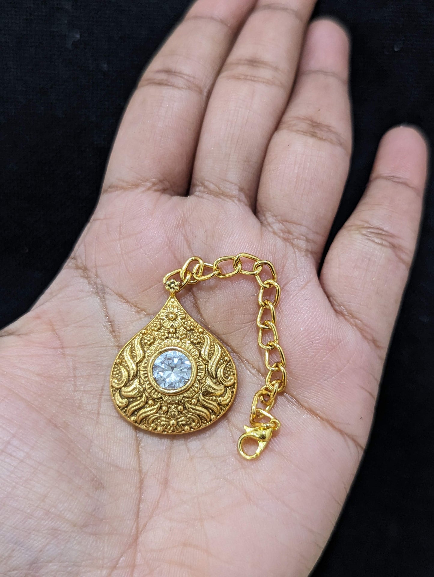 Teardrop CZ Traditional Maang Tikka