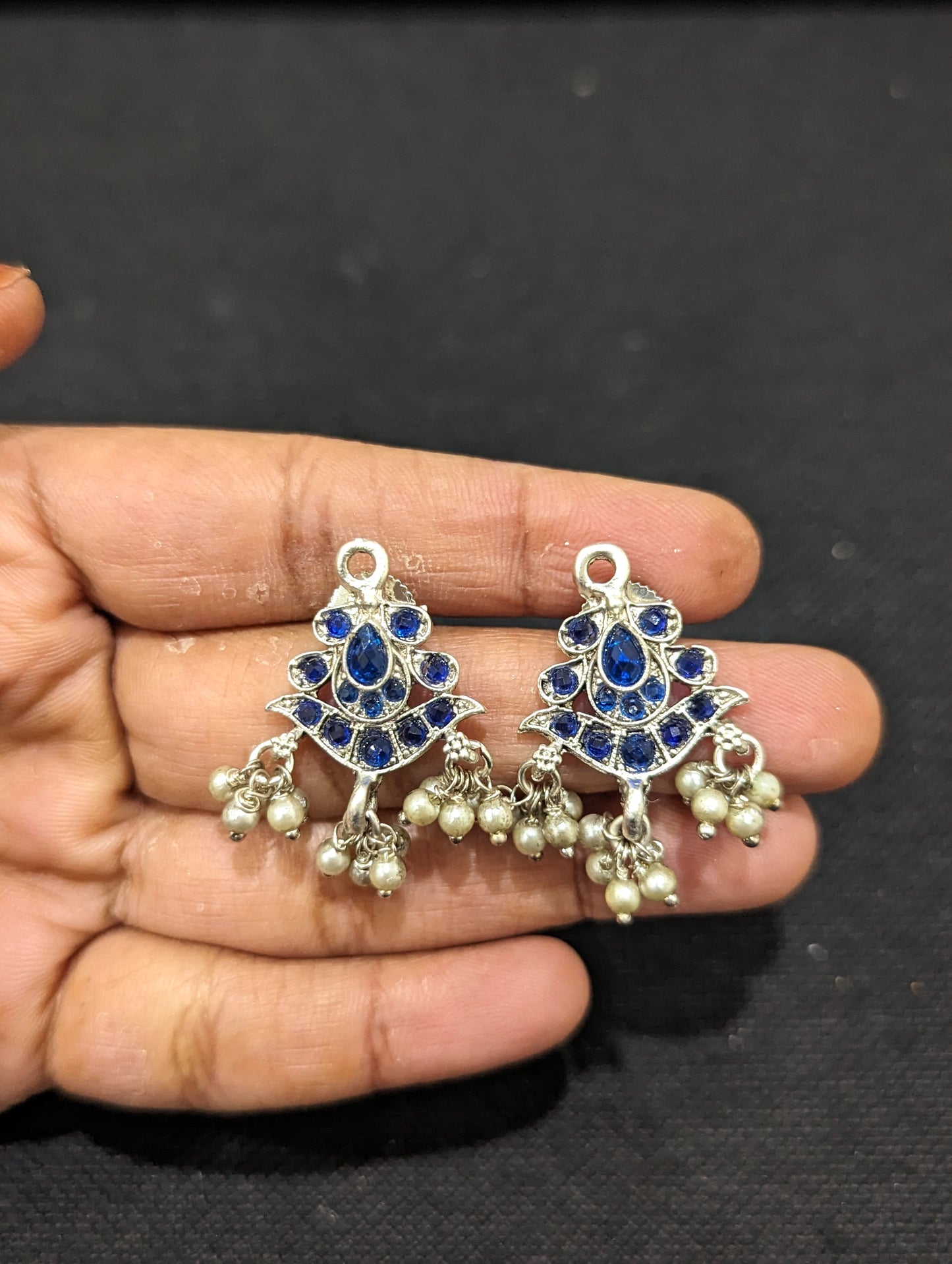 Guttapusalu Silver plated Polki Long necklace and earrings set