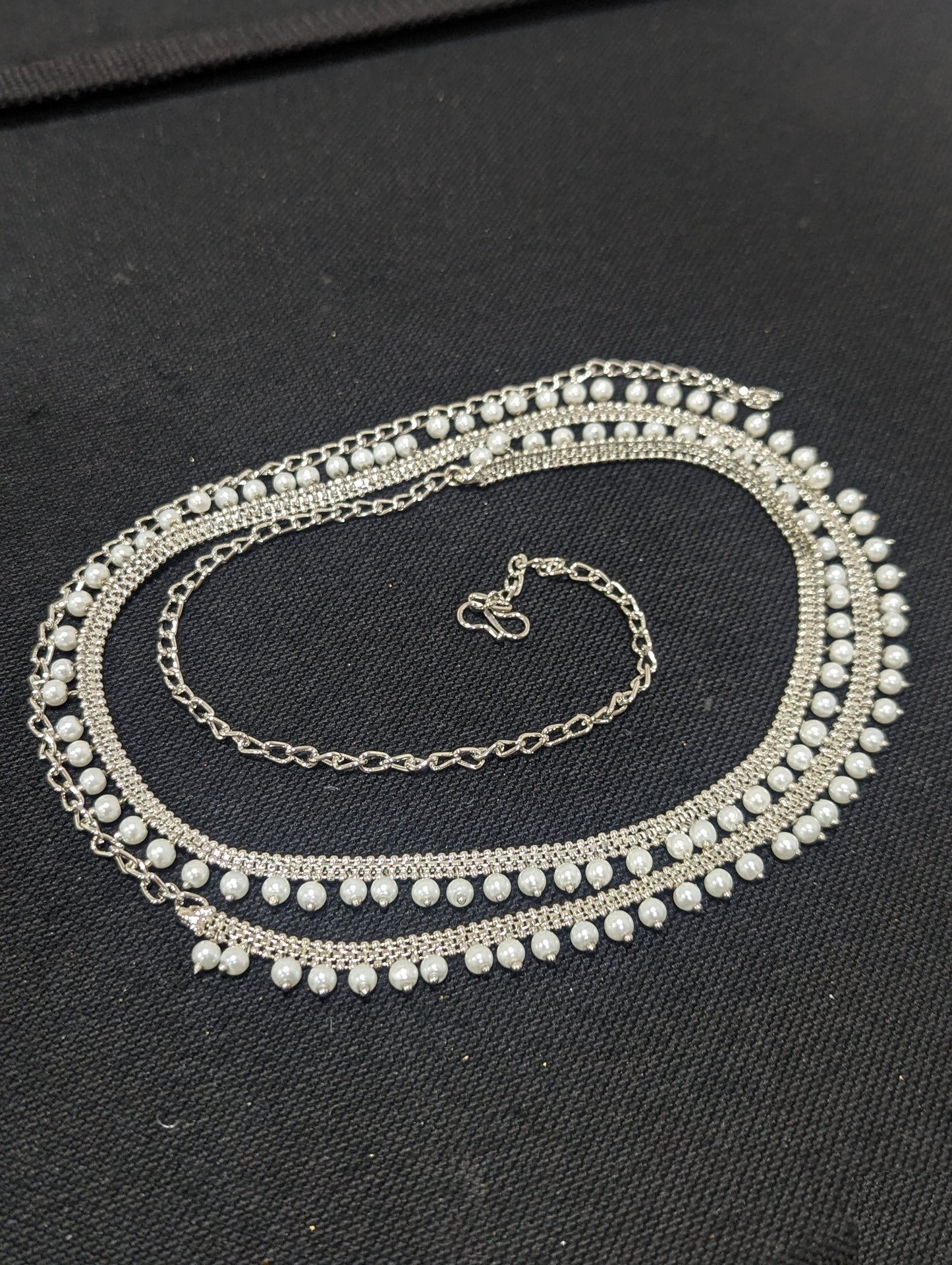 Pearl bead Silver plated Hip Chain / Waist Belt / Belly Chain - D2