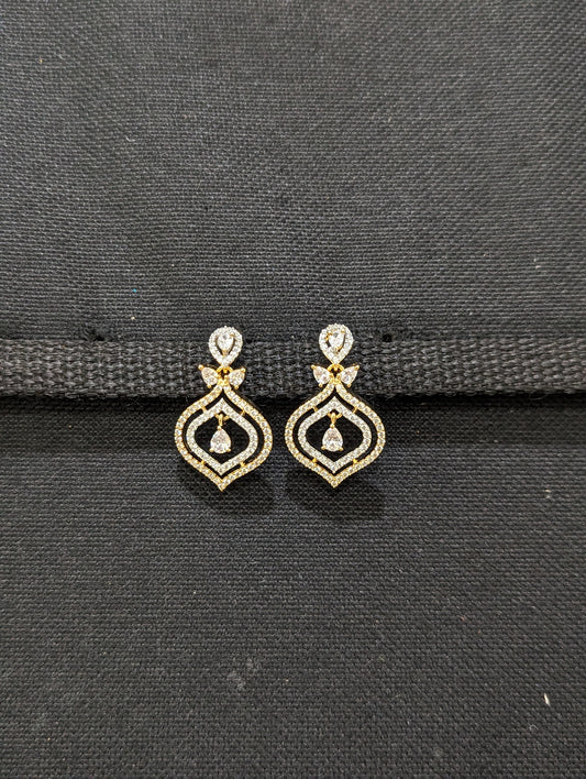 Dual Diamond Chandbali CZ Earrings