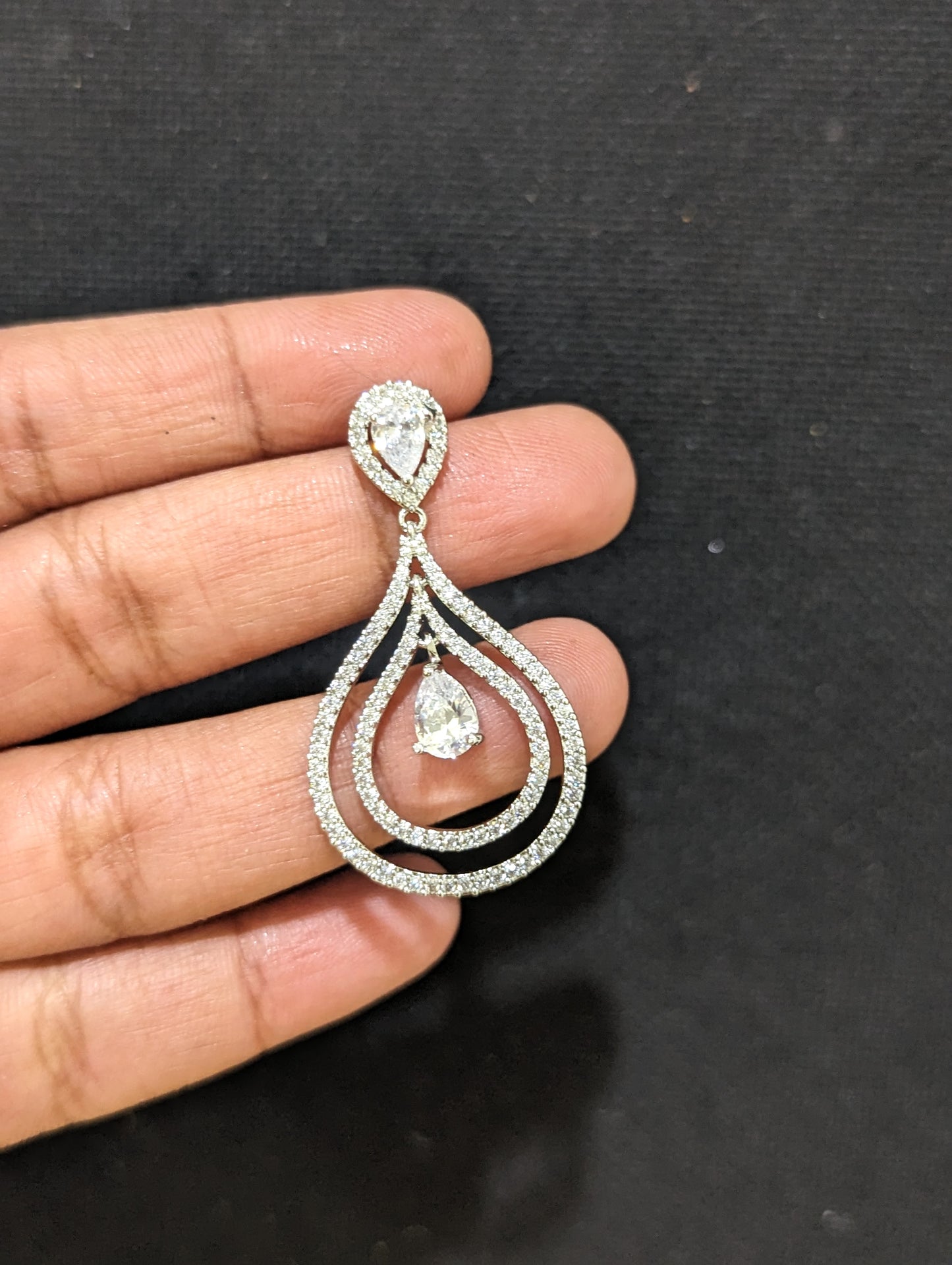 Dual teardrop Chandbali CZ Earrings