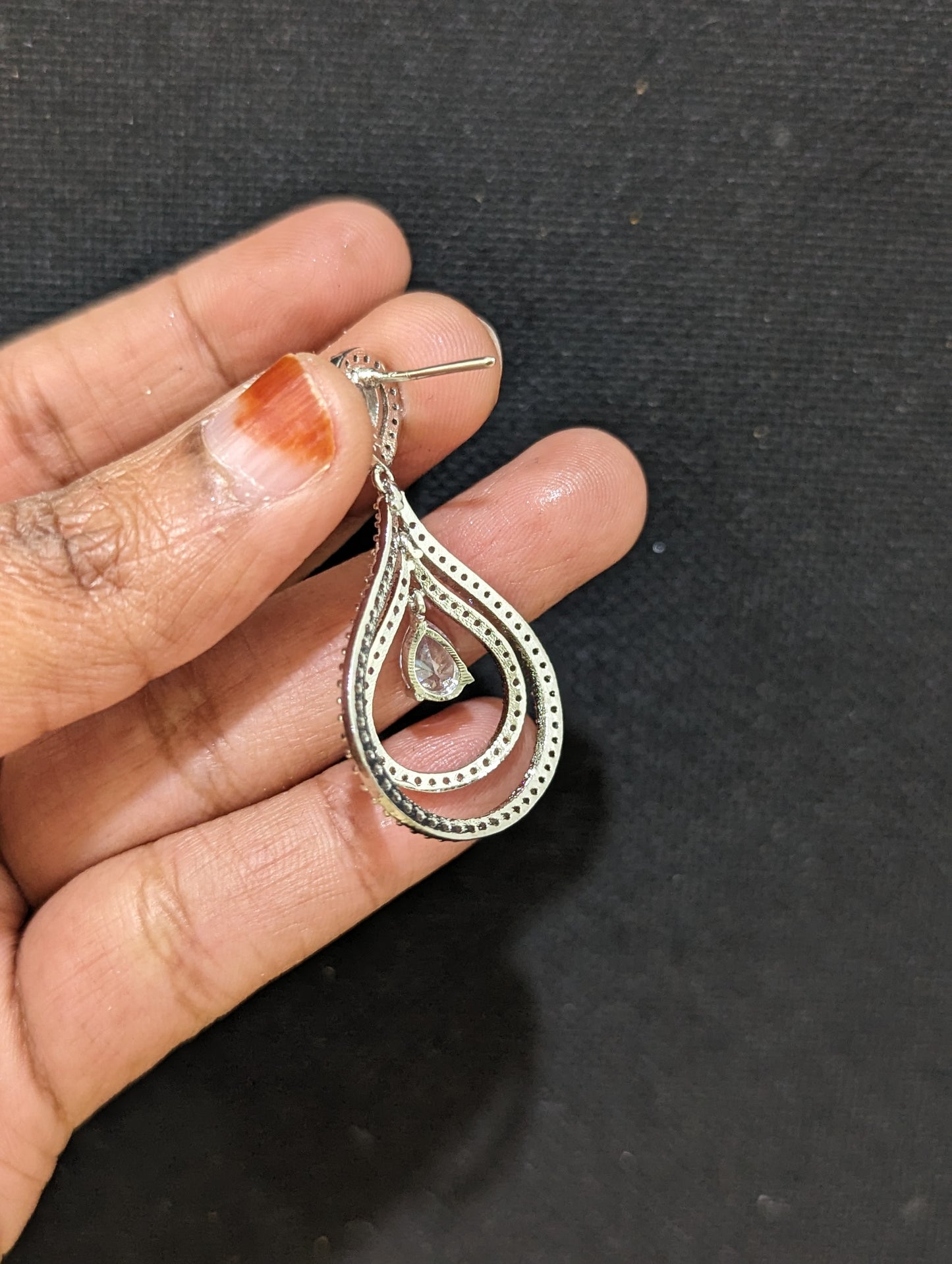 Dual teardrop Chandbali CZ Earrings