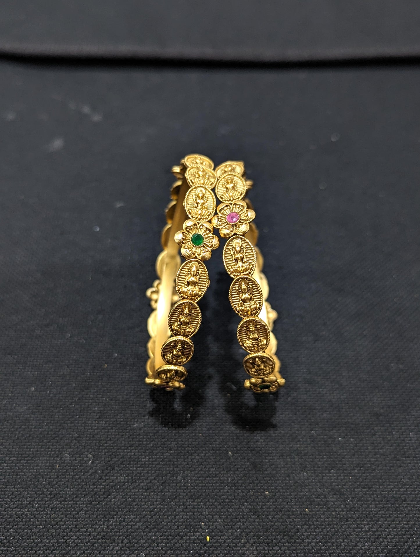 Goddess Lakshmi Antique matte gold plated bangles - 2x4 size