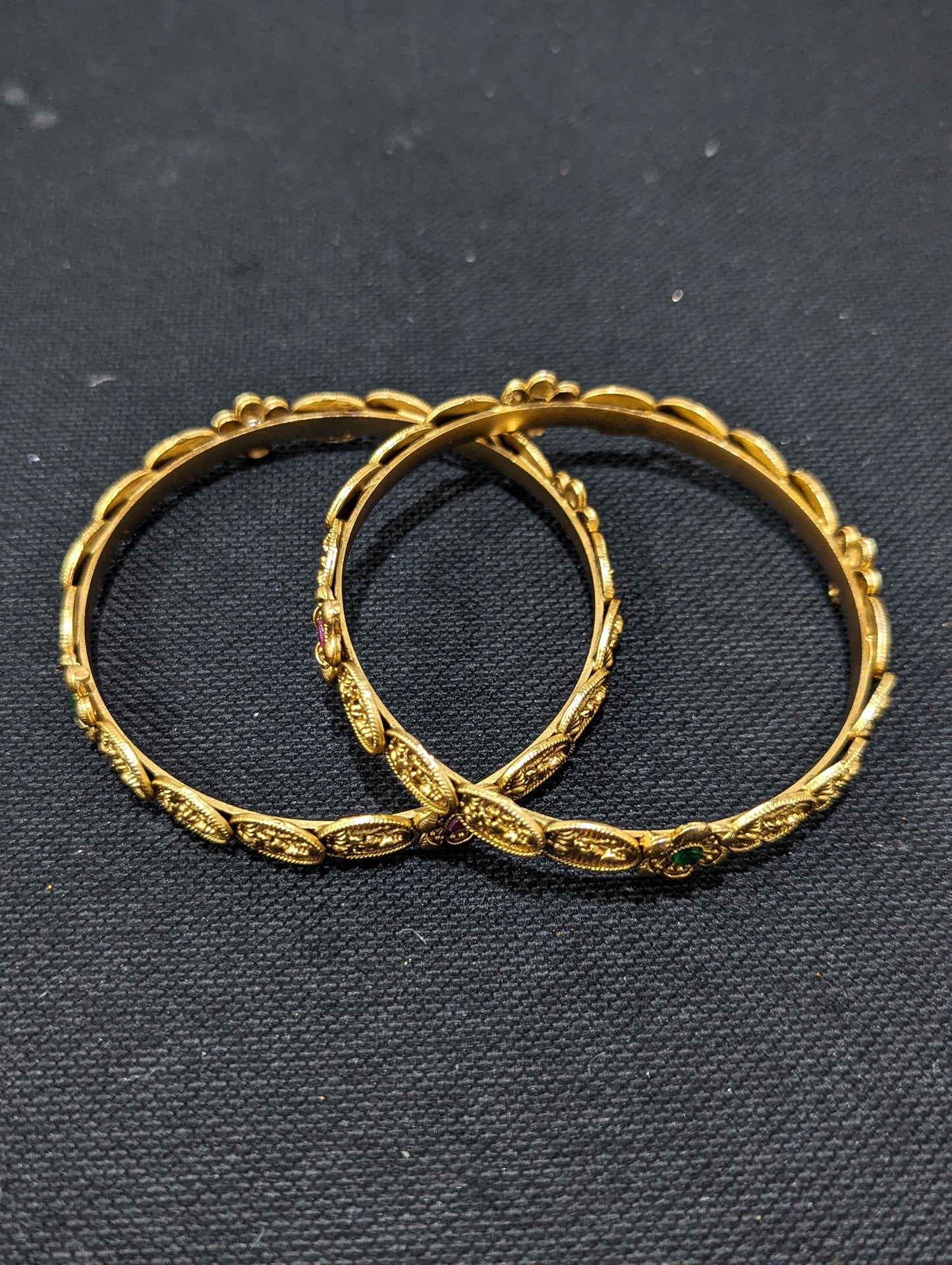 Goddess Lakshmi Antique matte gold plated bangles - 2x4 size