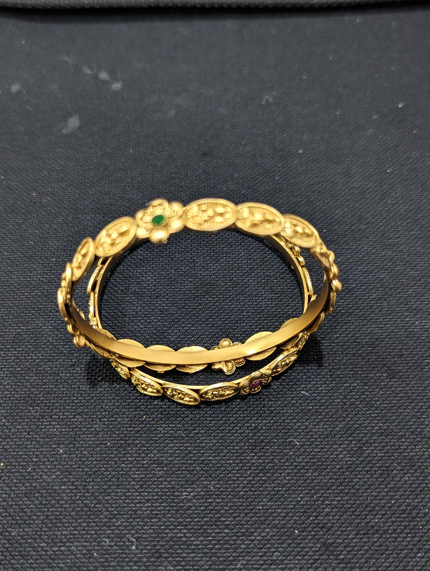 Goddess Lakshmi Antique matte gold plated bangles - 2x4 size