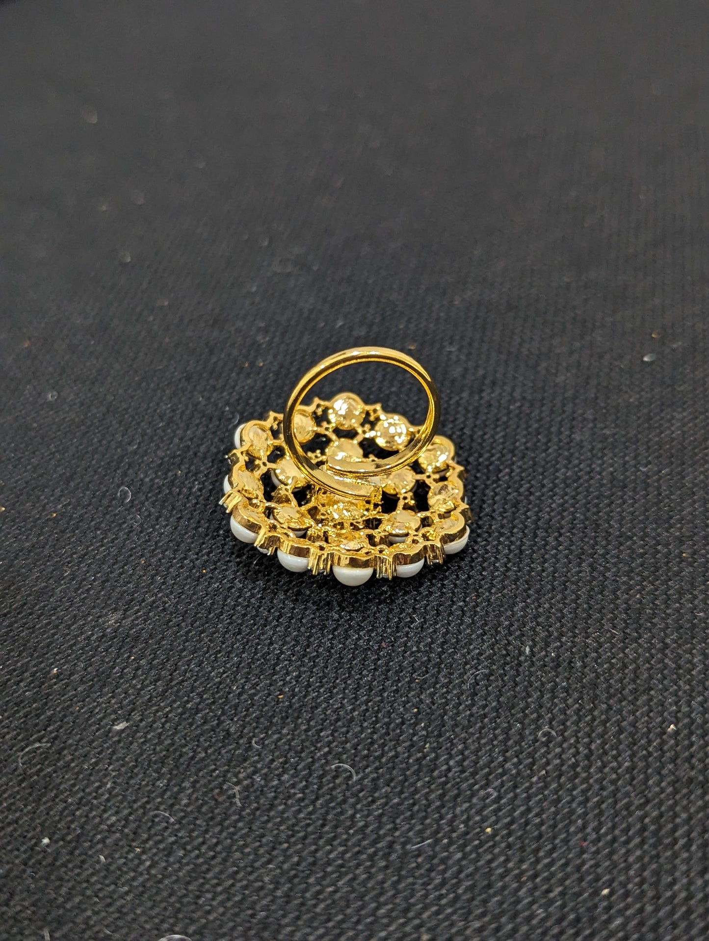 Pearl White CZ Adjustable Finger ring