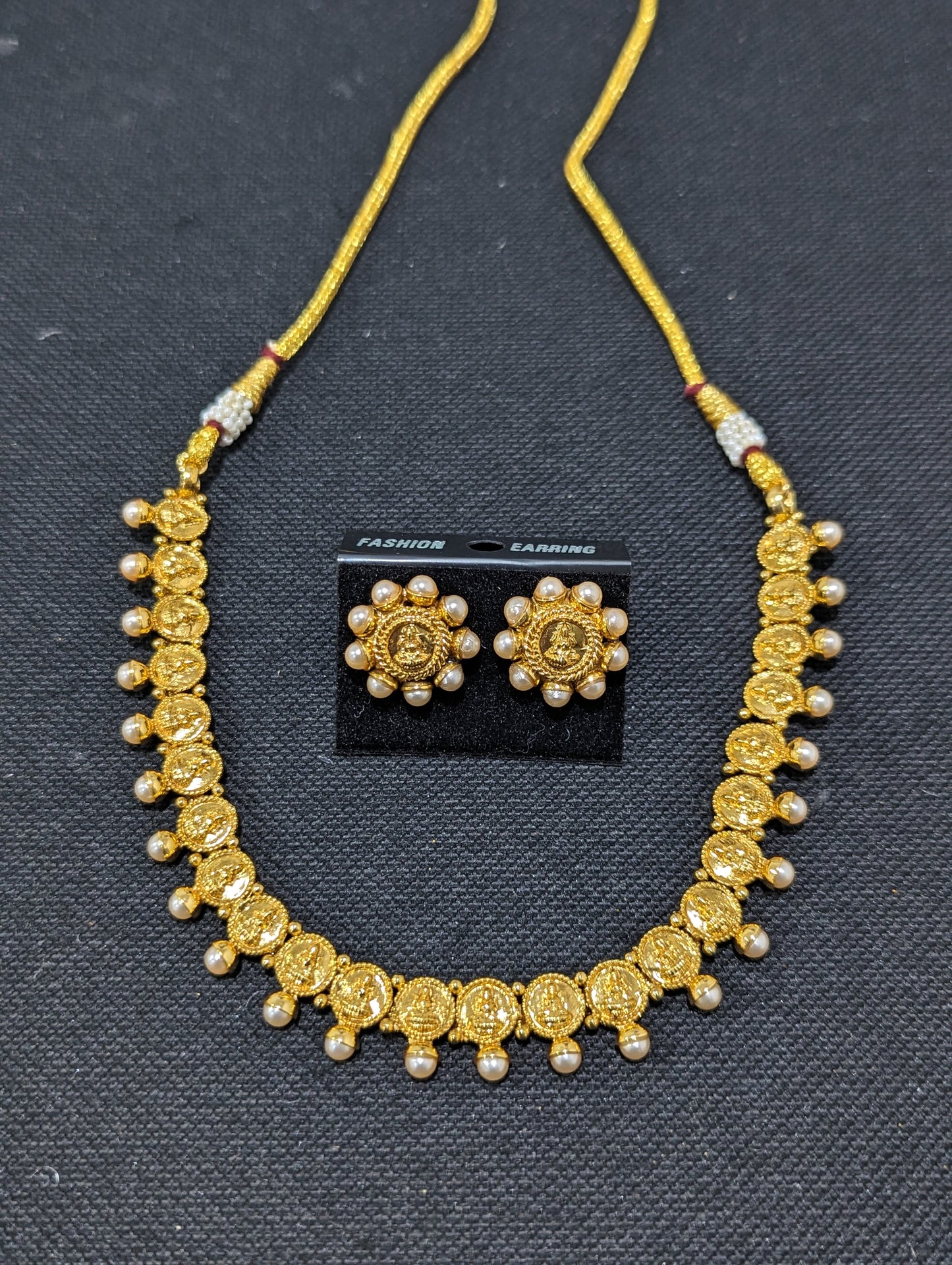 Goddess Lakshmi Choker necklace Stud Earrings set