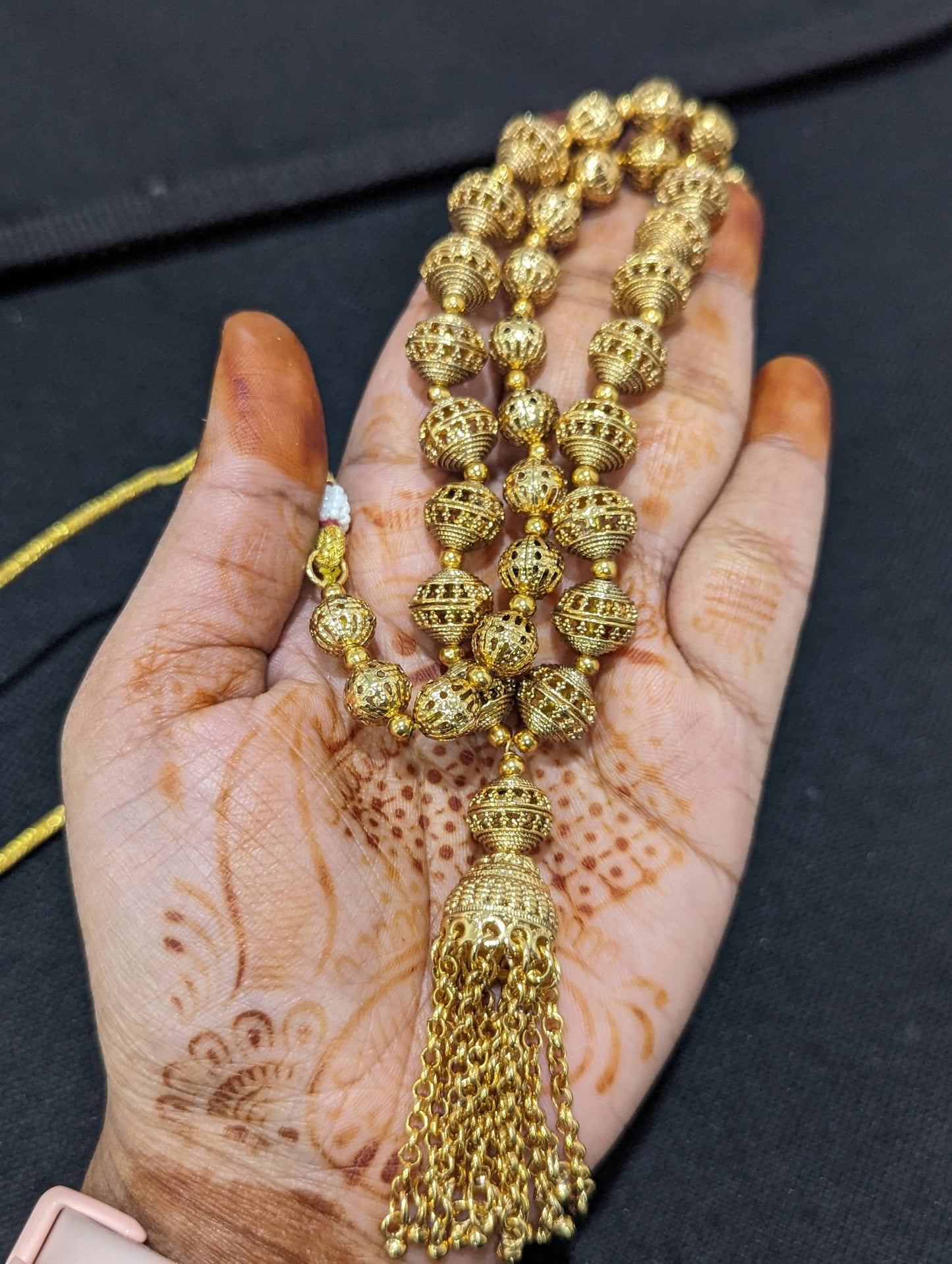 Ball bead mid length Chain and Earrings set