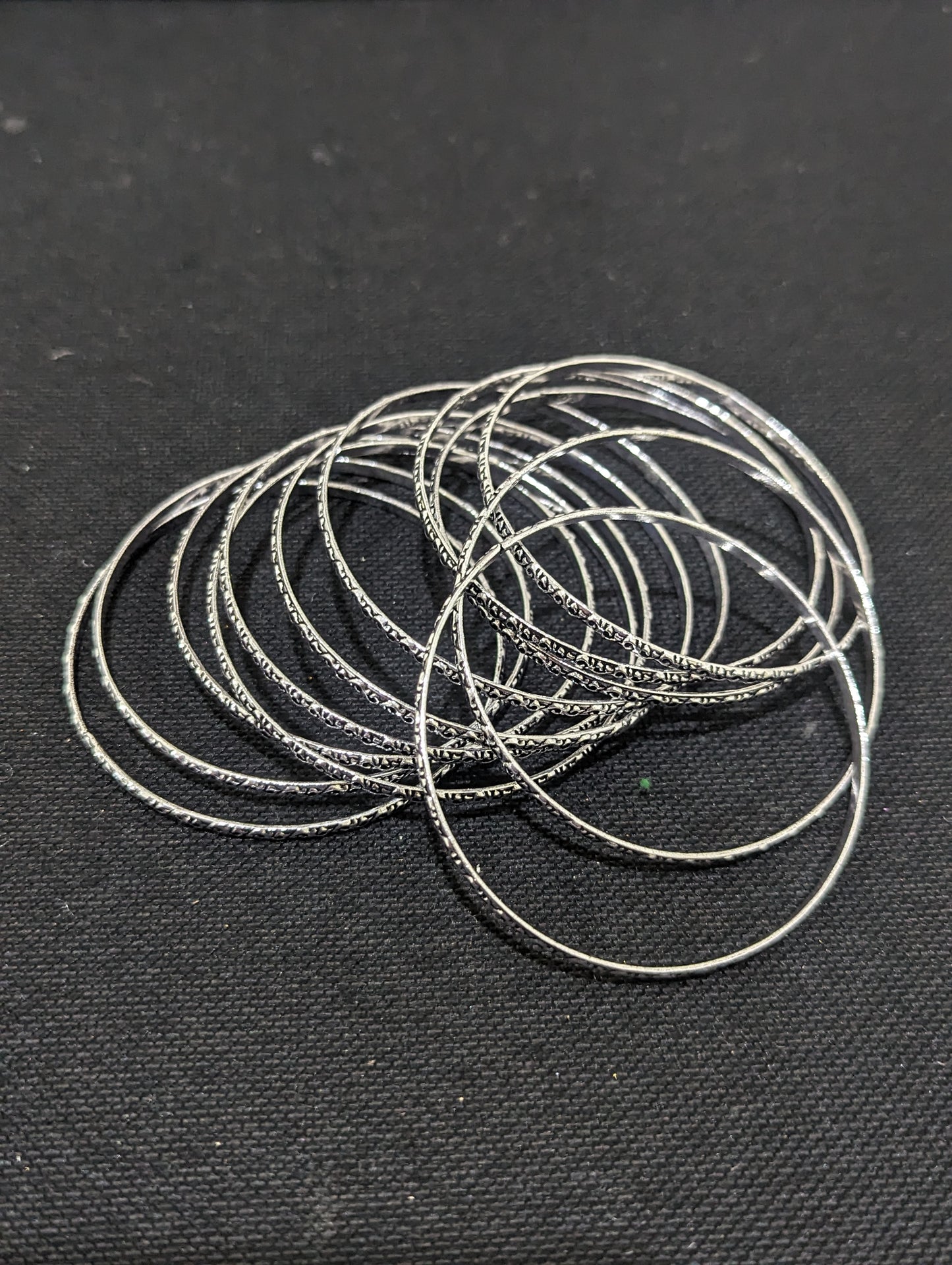 Oxidized Silver Dozen Bangles