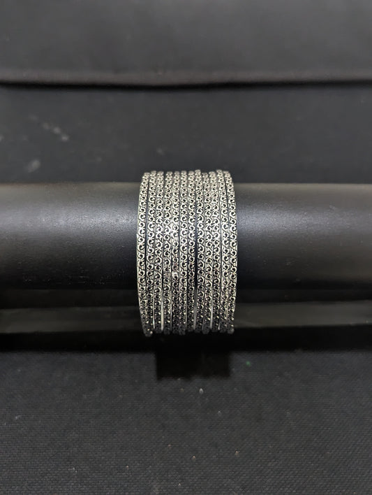 Oxidized Silver Dozen Bangles