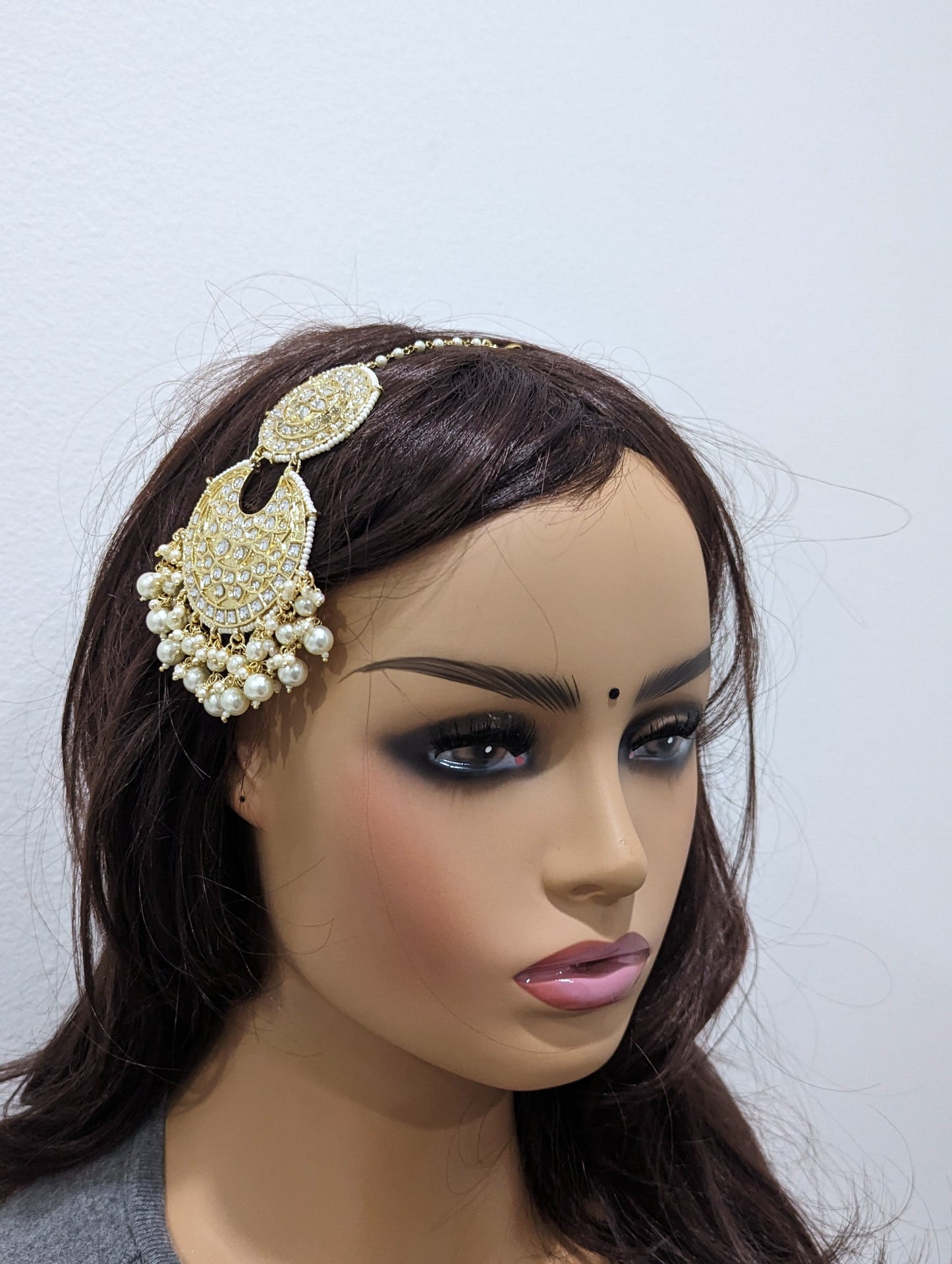 XXL size Kundan like stone embedded designer Maang Tikka