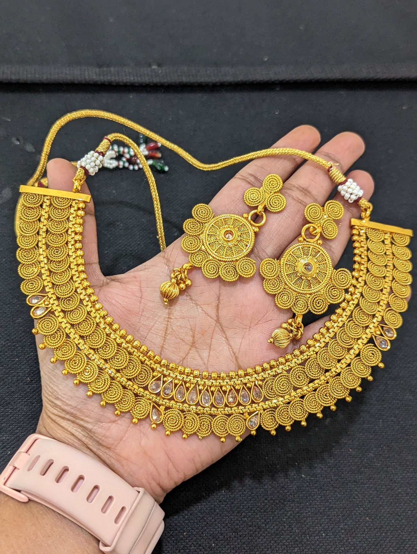 Real gold replica design Choker Necklace and Earrings set - Design 4