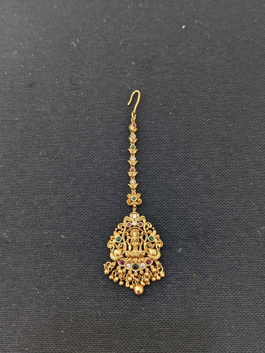 Antique Gold Lakshmi ji Kemp Maang Tikka - D2