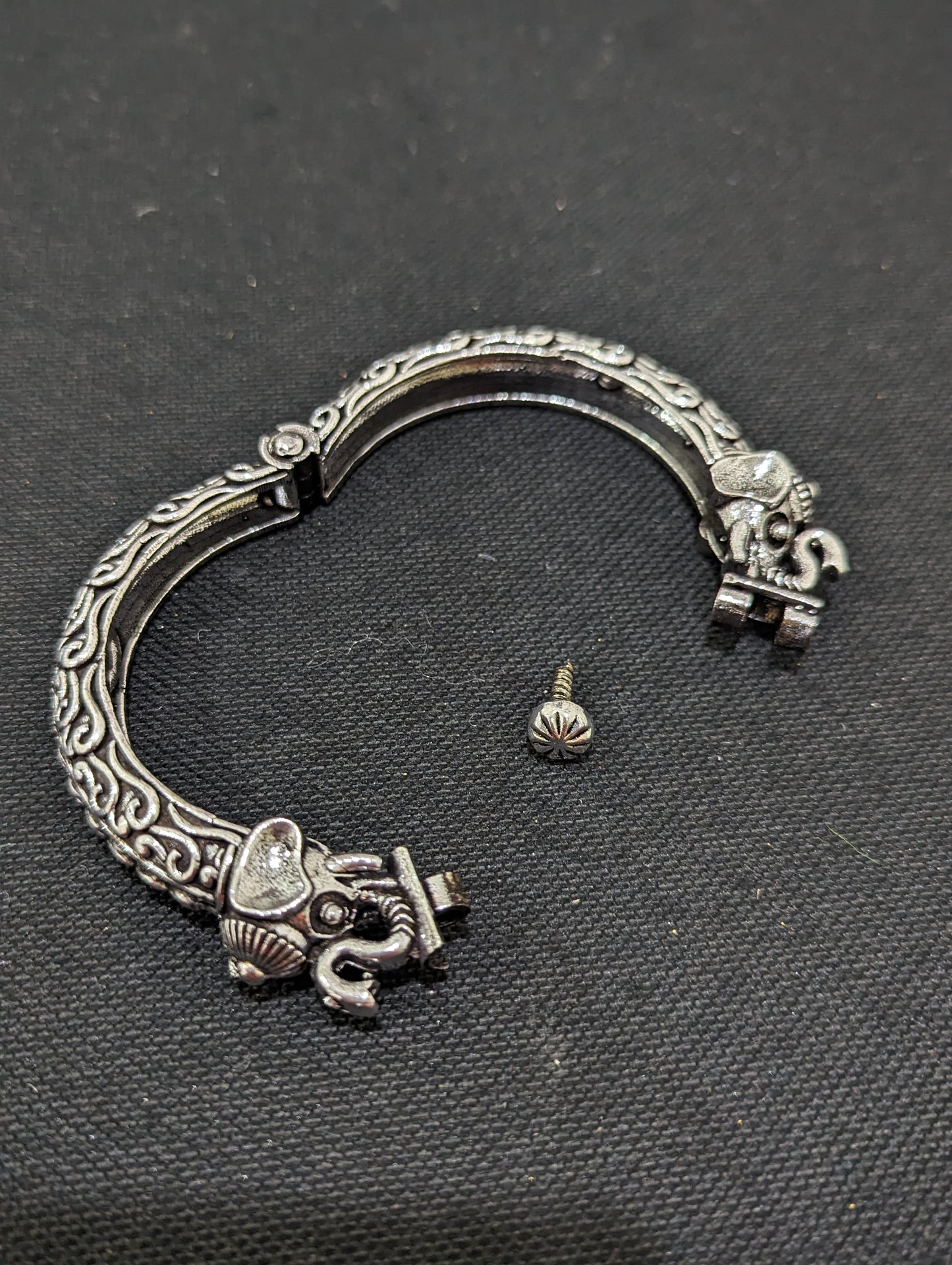 Oxidized silver Elephant kada