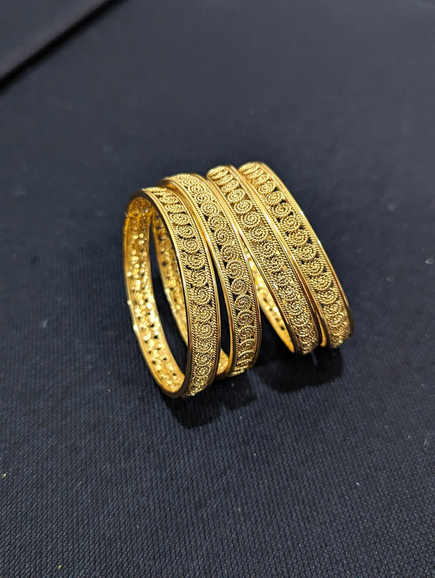 Gold plated Chakri design Traditional Bangles - Set of 4