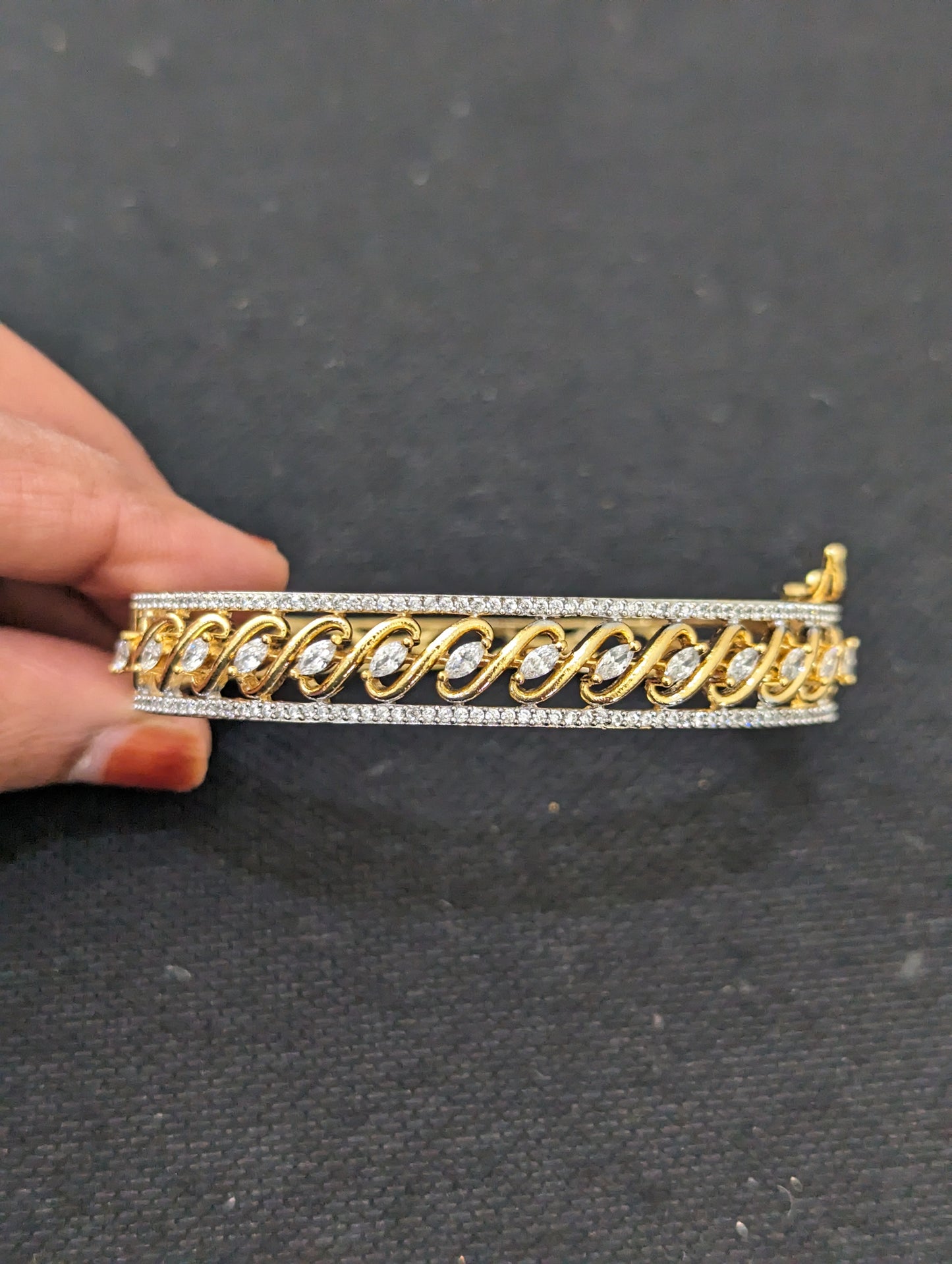 CZ stone One gram gold Bangle Bracelet - Design 19