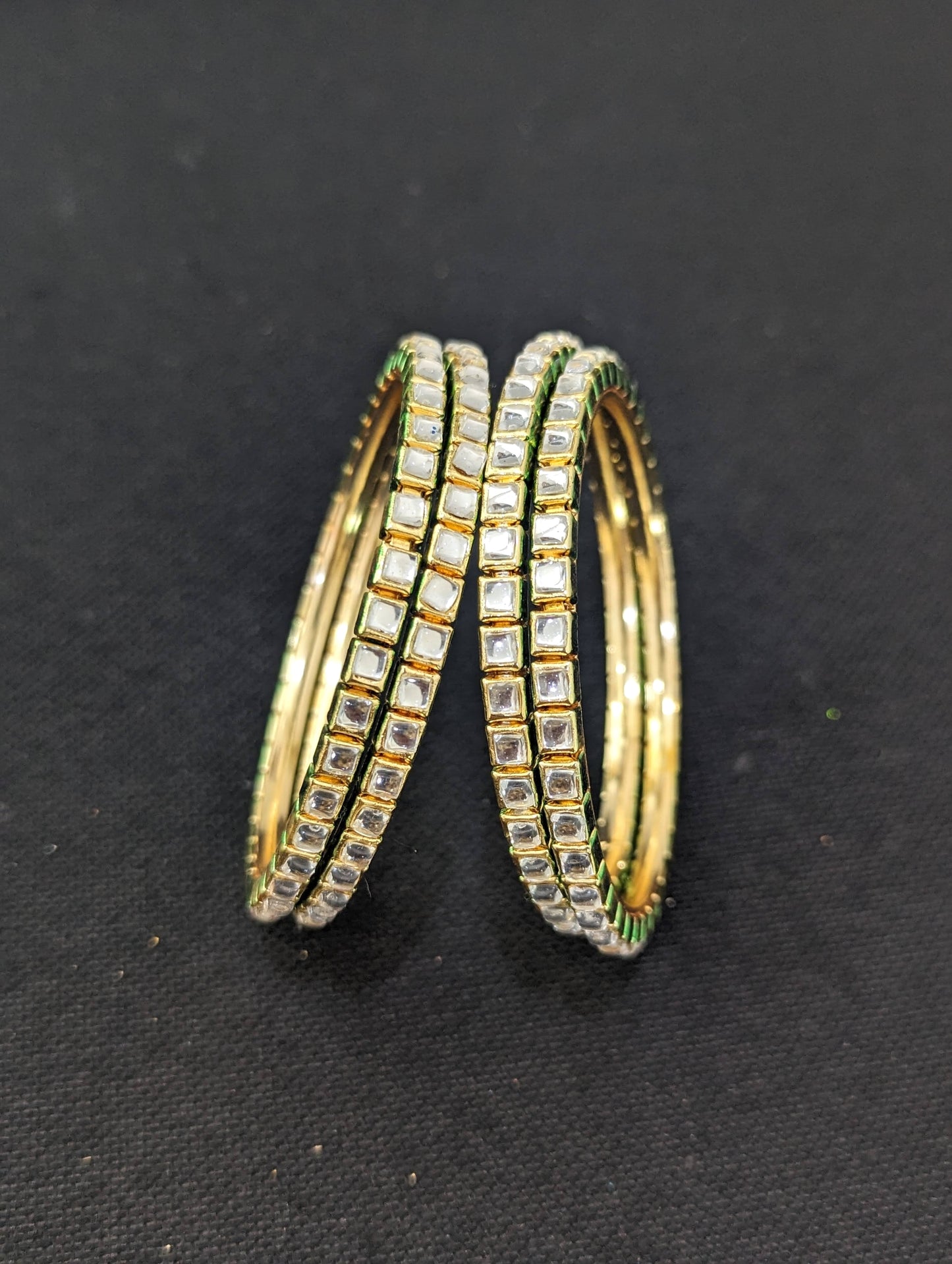 Glass Kundan Traditional Set of 4 Bangles