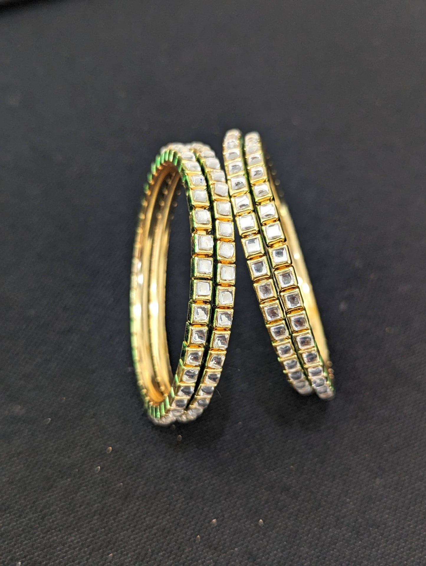 Glass Kundan Traditional Set of 4 Bangles