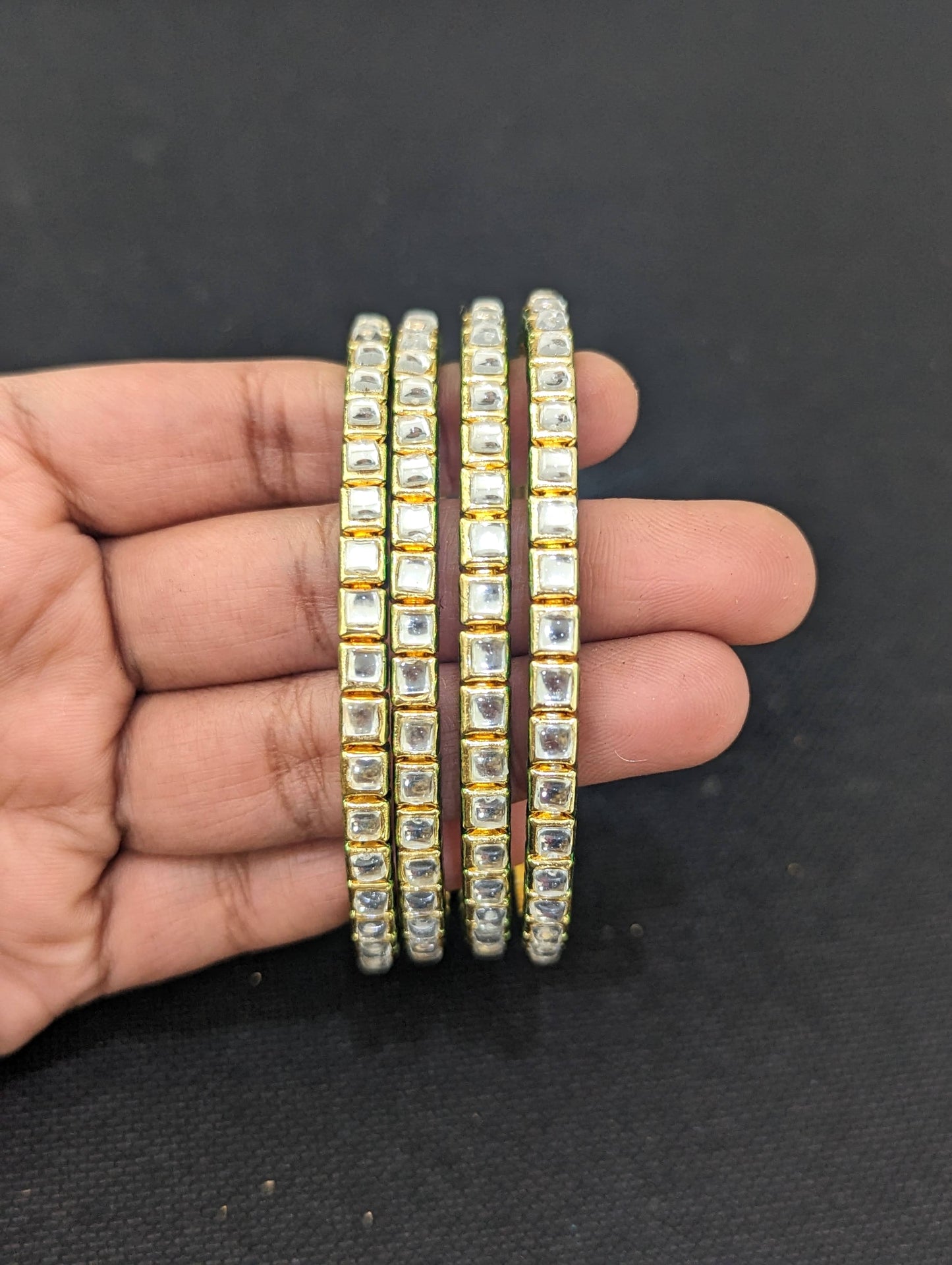 Glass Kundan Traditional Set of 4 Bangles