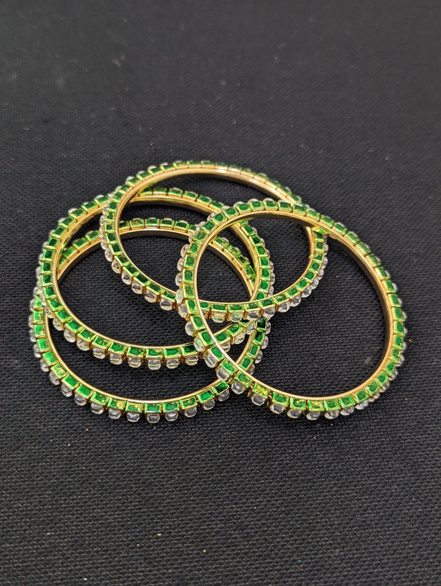 Glass Kundan Traditional Set of 4 Bangles