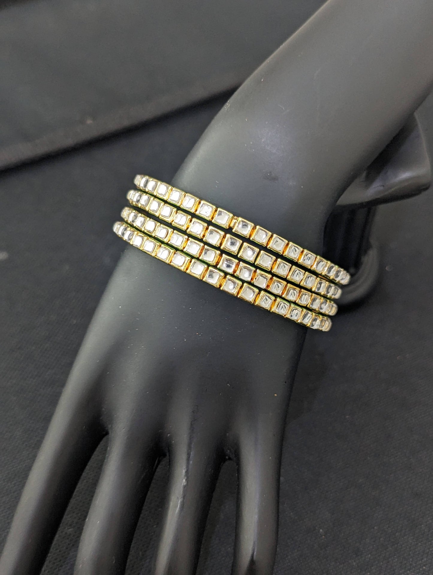 Glass Kundan Traditional Set of 4 Bangles