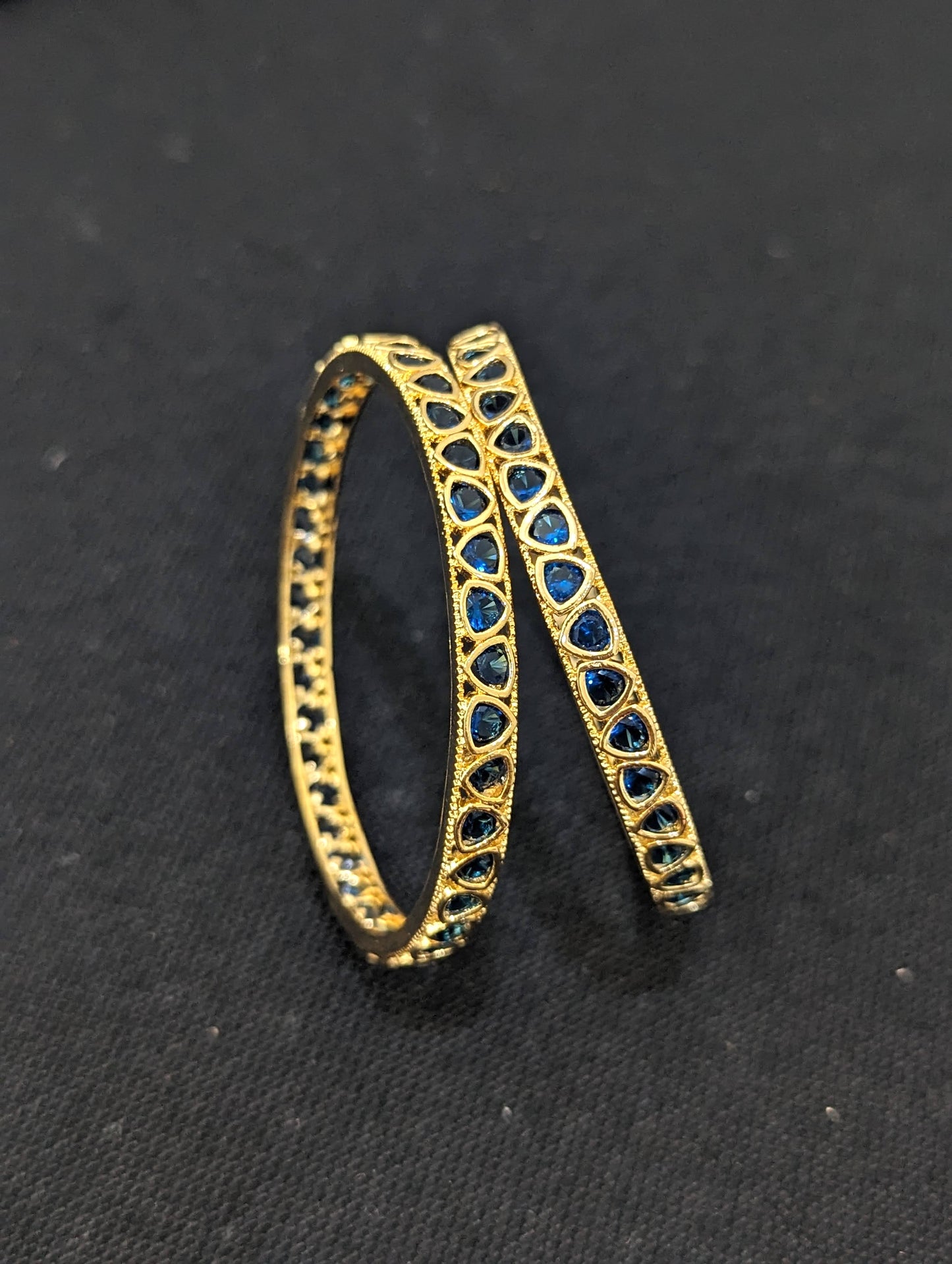 Blue - Green CZ One gram Gold plated Bangles